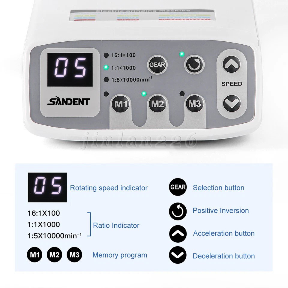 SANDENT Dental LED micromotor motor eléctrico/contra angulo 1:1/1: 5 aumento USA