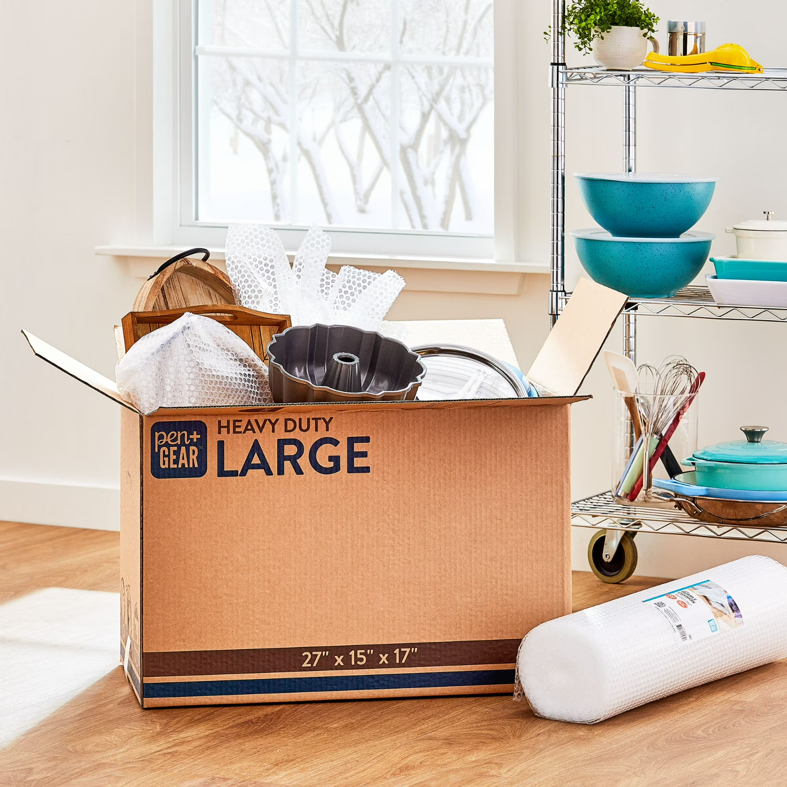 (10 pack) Pen+Gear Large Heavy Duty Kraft Moving Boxes, 27L x 15W x 17H