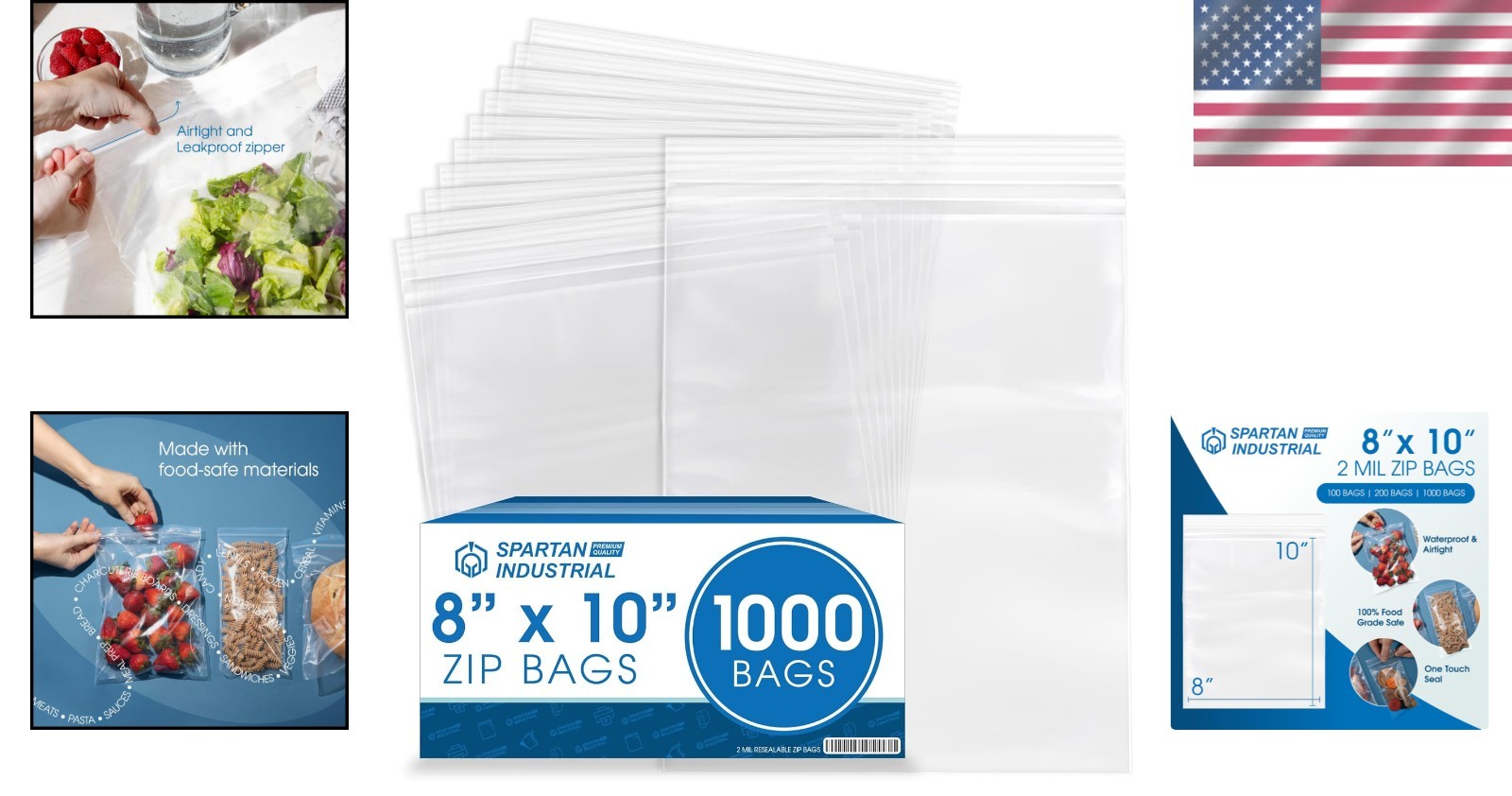 Durable 8×10 Zip Seal Plastic Bags – 1000 Count 2 Mil Airtight Packaging