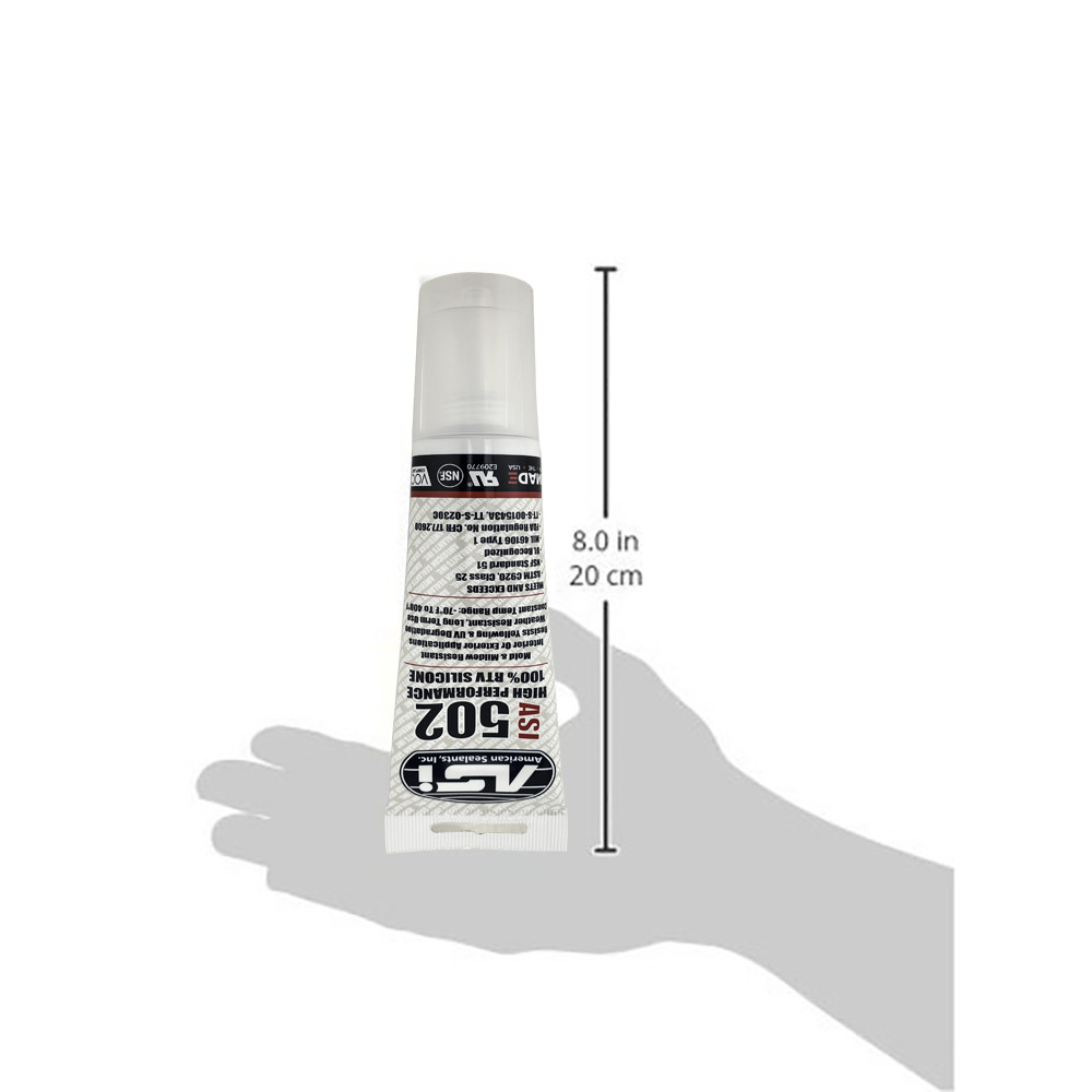 ASI 502 White Food Grade 100% RTV Silicone Sealant – 2.8 Oz Squeeze Tube