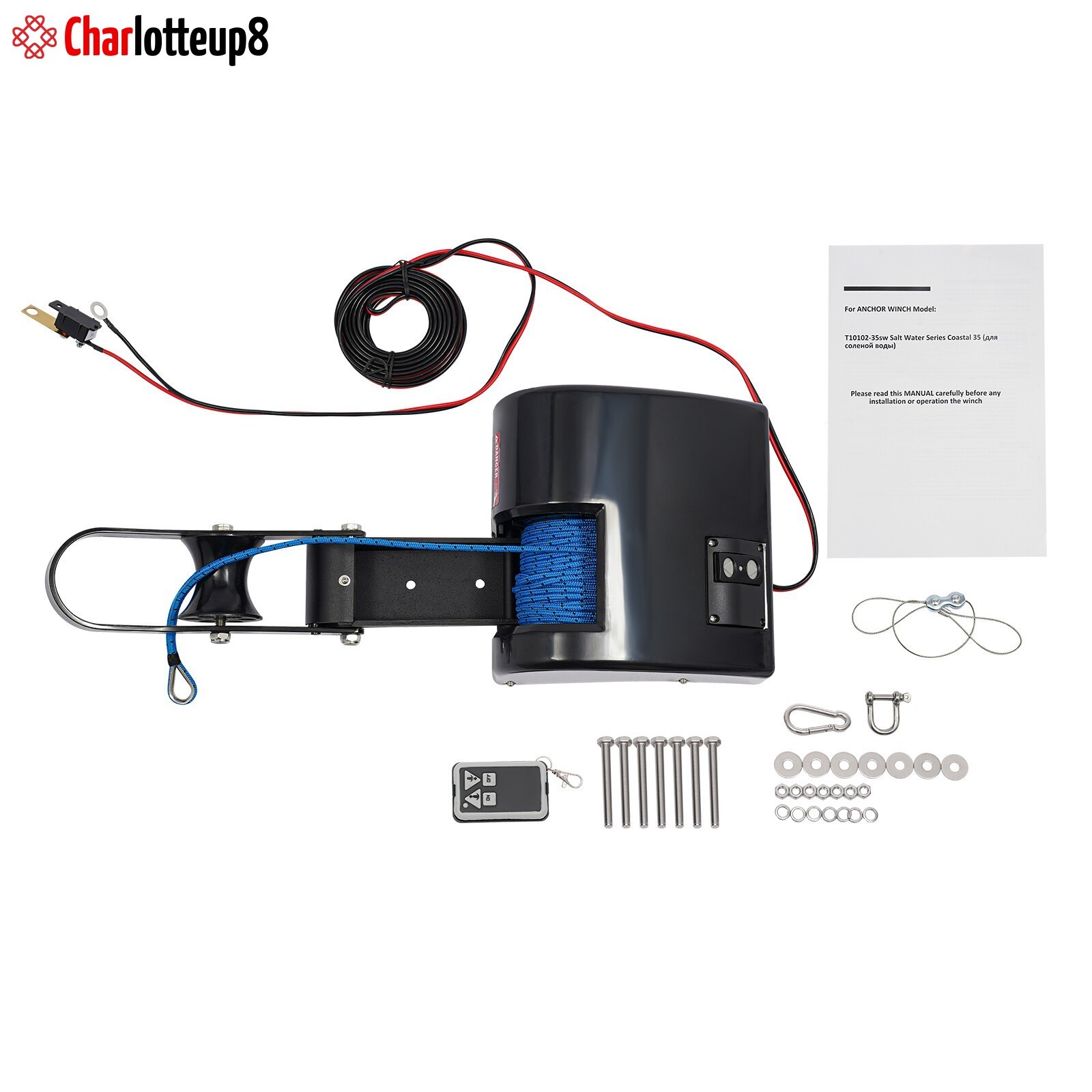 35lbs 12V Heavy Duty Boat Electric Anchor Winch with Wireless Remote Control
