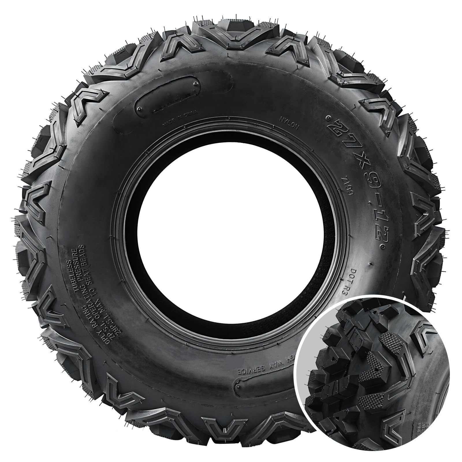Set of 4 ATV Tires 27×9-12 27×11-12 All-Terrain 6-Ply Tubeless for Mud Sand