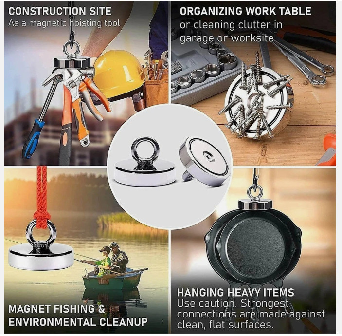 Super Strong Neodymium Fishing Magnet Hook N52 Heavy Duty Rare Earth Magnet with