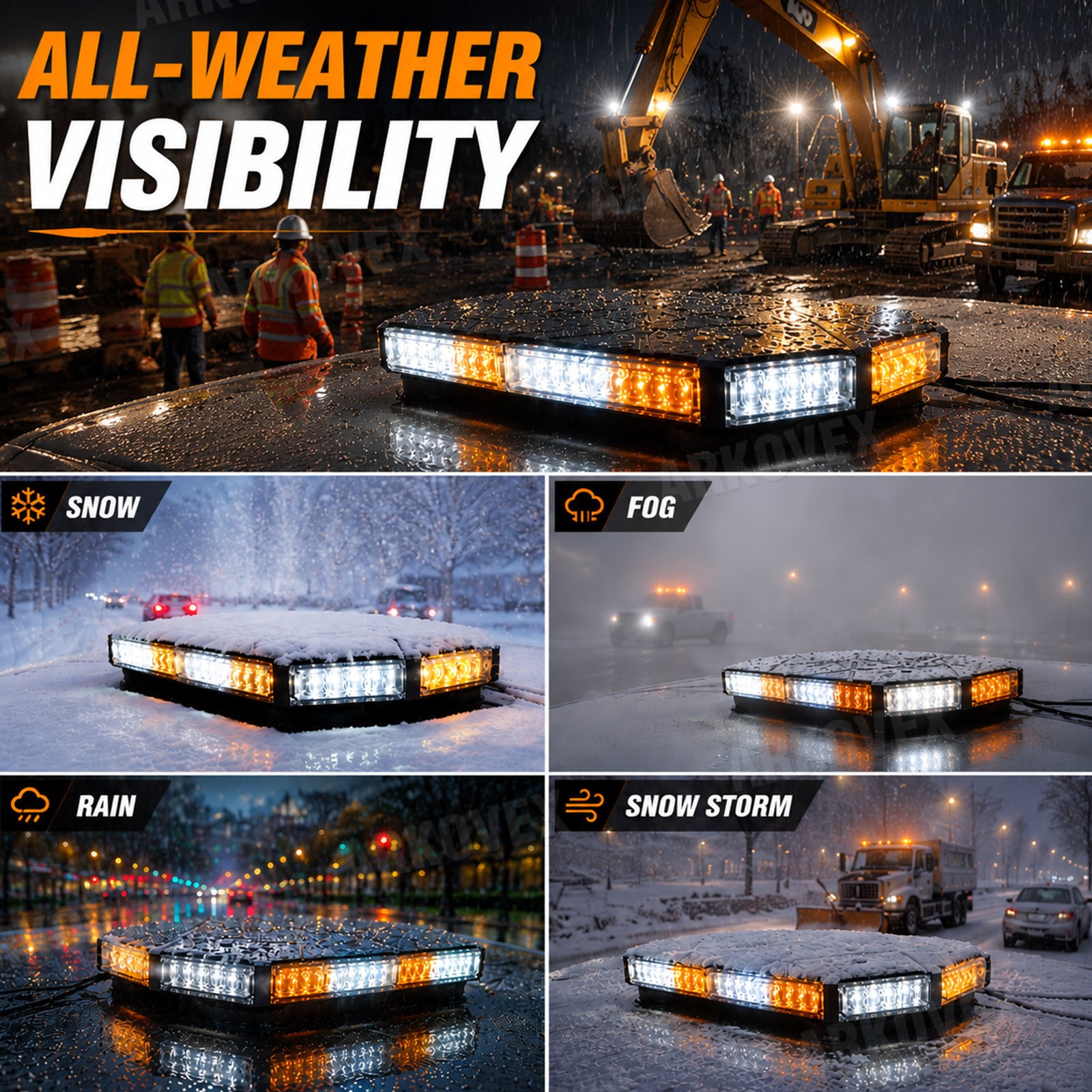 14 inch LED Roof Top Strobe Beacon Light Bar Hazard Warning Emergency Flashing