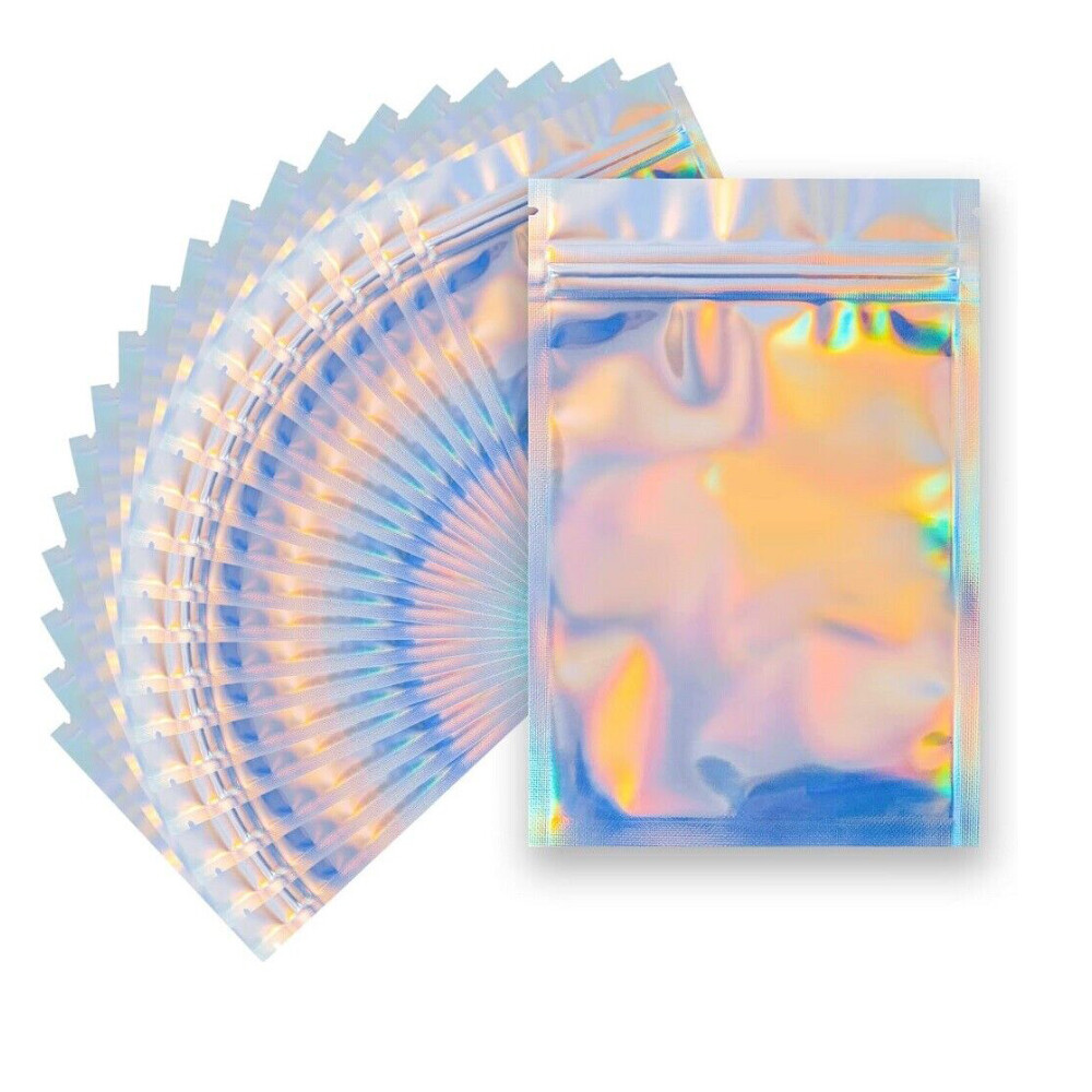 400 pcs Holographic Mylar Foil Bags Smell Proof Resealable Zip Lock Pouch Black