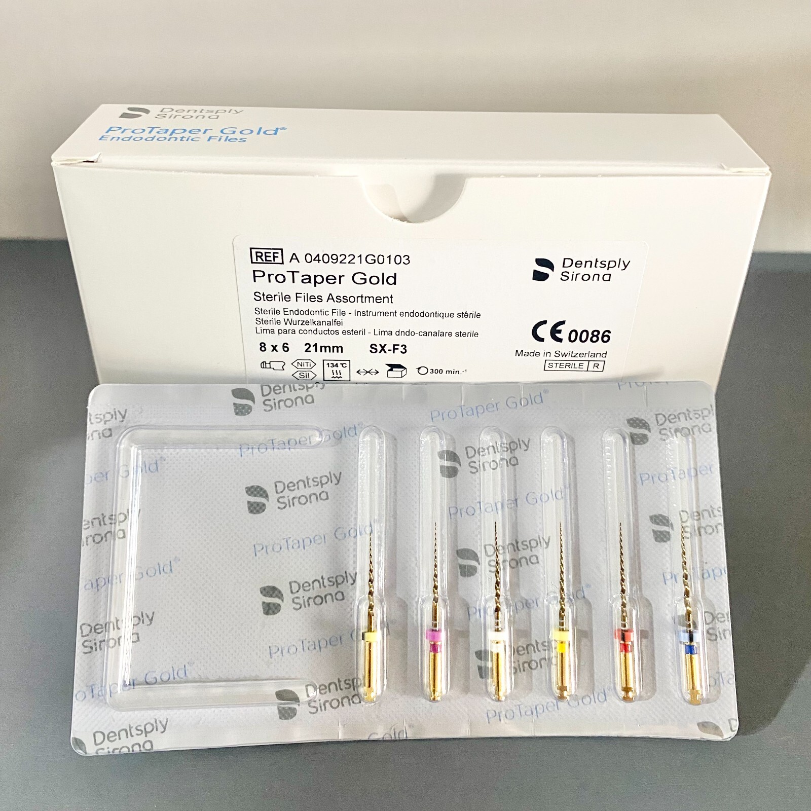 8/Box Taper Gold SX-F3 21mm/25mm/31mm NiTi Rotary Files for Dentsply Endo Motor