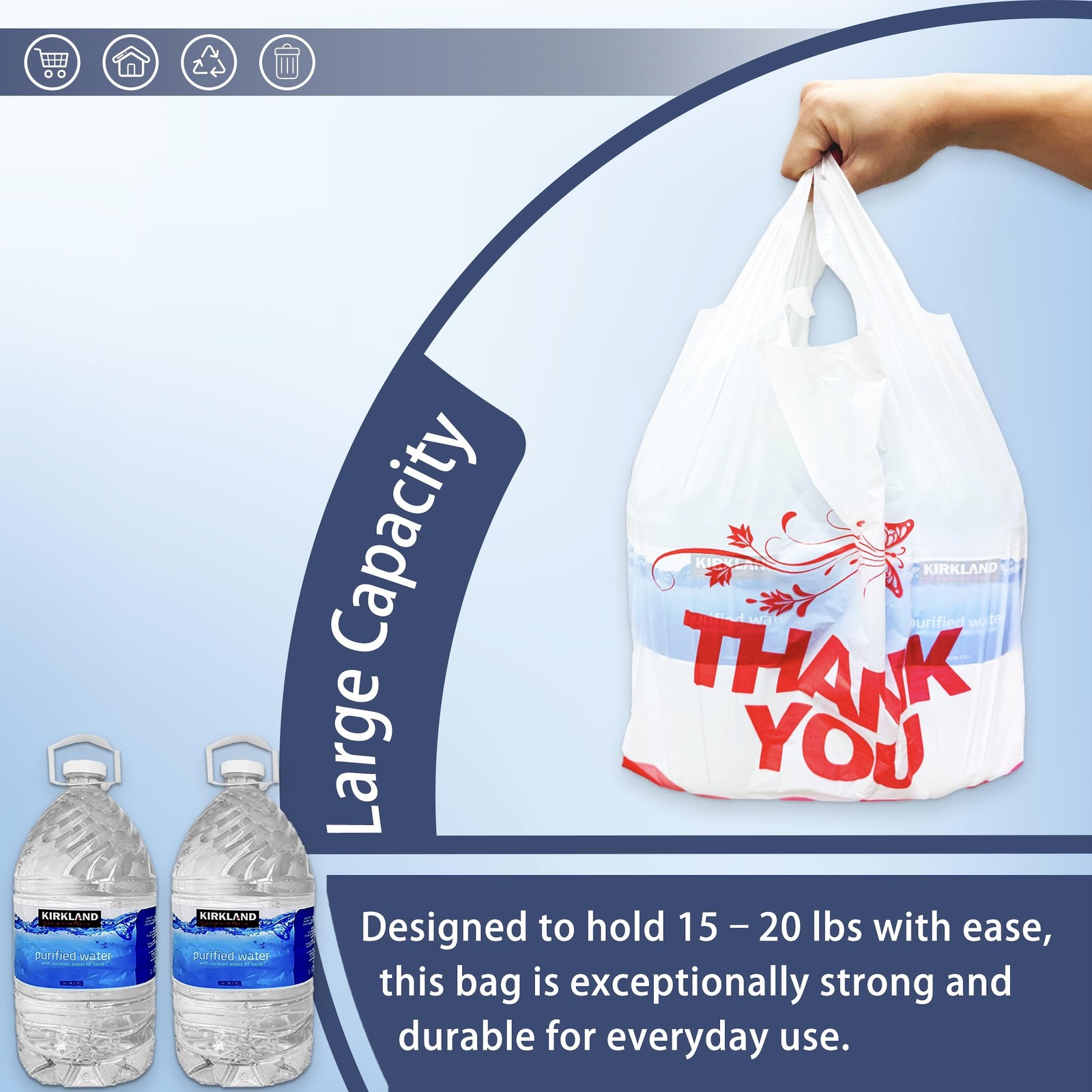 100 Pcs White Thank You Bags T Shirt Bags To Go Grocery Reusable Disposable