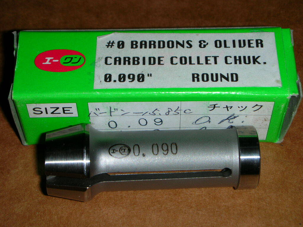 BARDONS & OLIVER #0 SIZE CARBIDE COLLET CHUCK ROUND OR SQUARE CHOICE OF MANY NOS