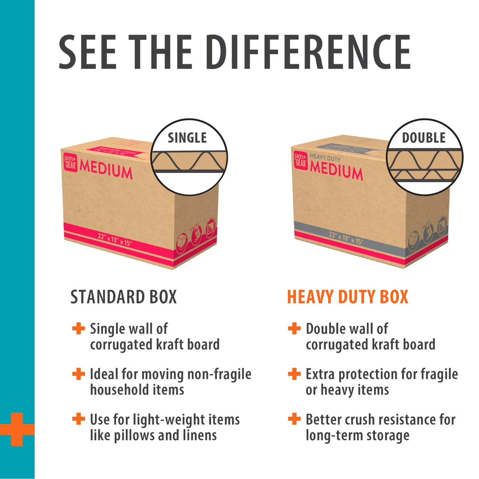 (10 pack) Pen+Gear Large Heavy Duty Kraft Moving Boxes, 27L x 15W x 17H