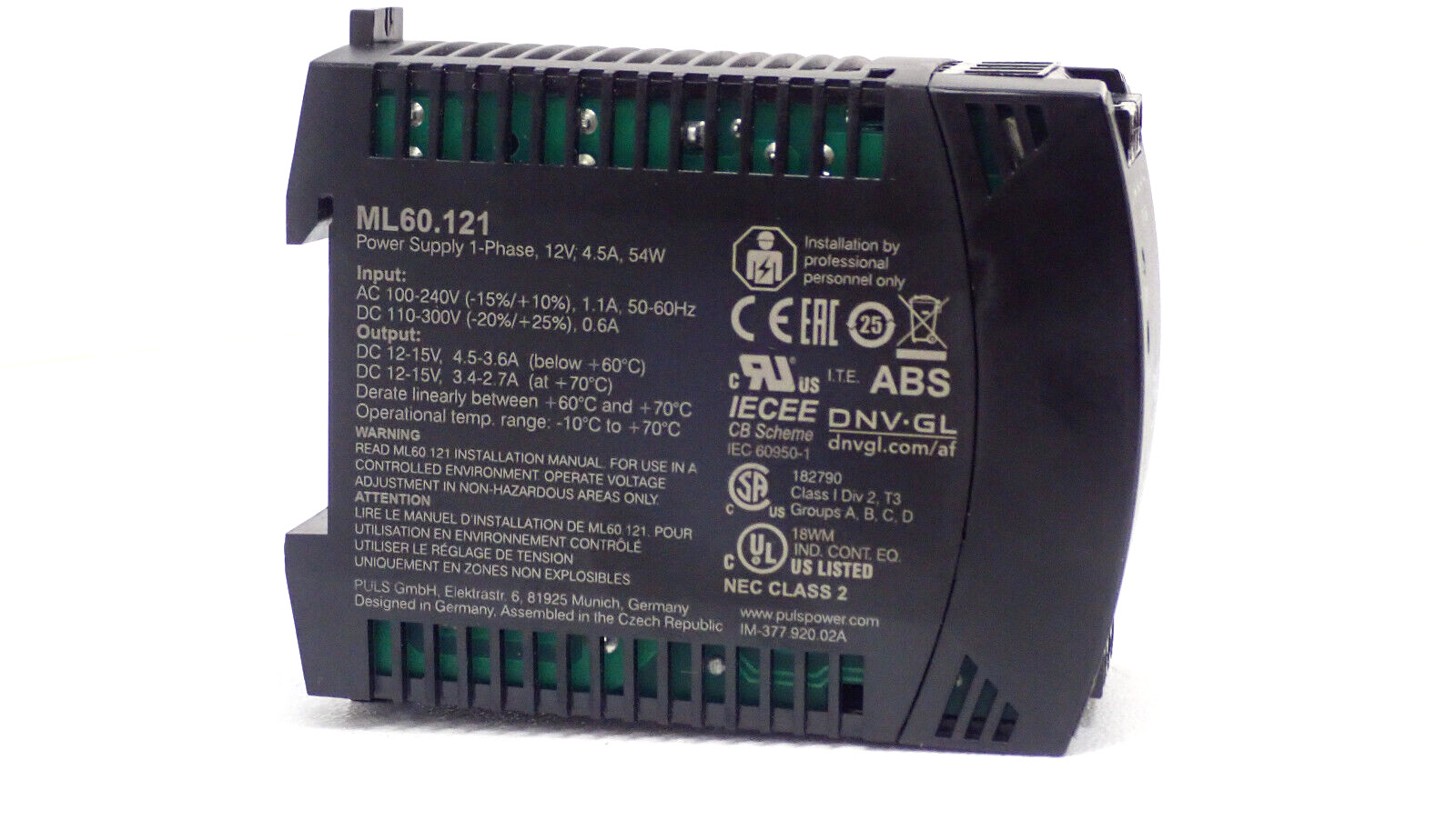 PULS ML60.121 Miniline Power Supply ML60 AC 100-240V DC 12-15V