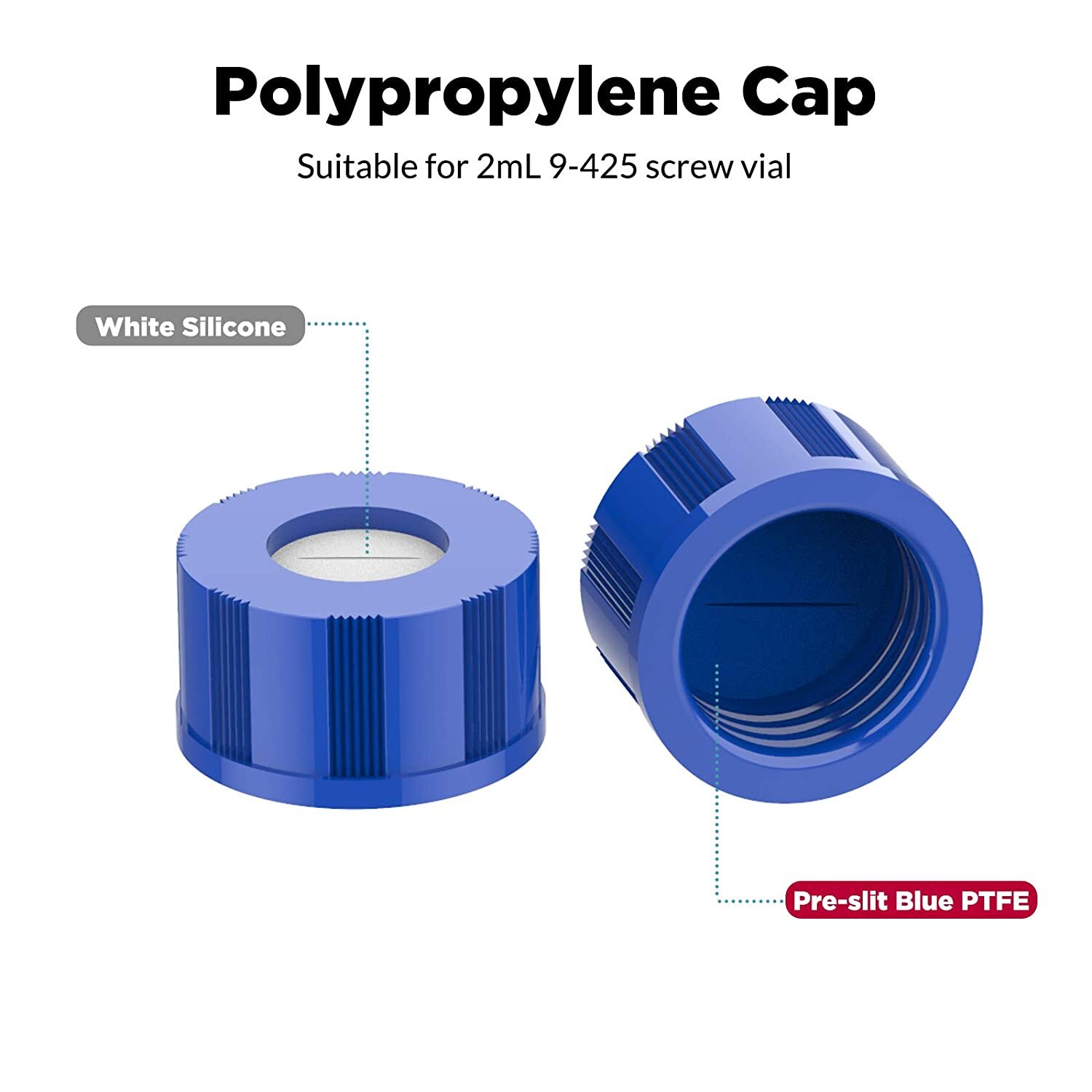2mL Amber/Clear Autosampler Vials 9-425 Pre-slit Screw Caps Blue PTFE LAB