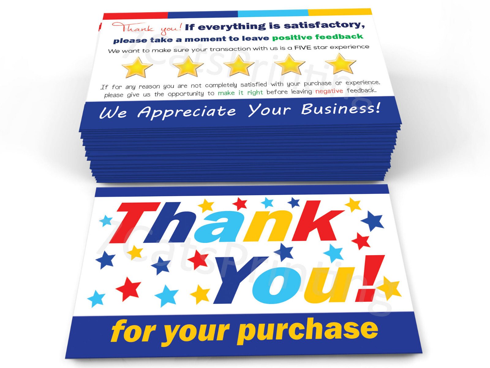 200 Thank You Cards for eBay Sellers For Your Purchase Notes