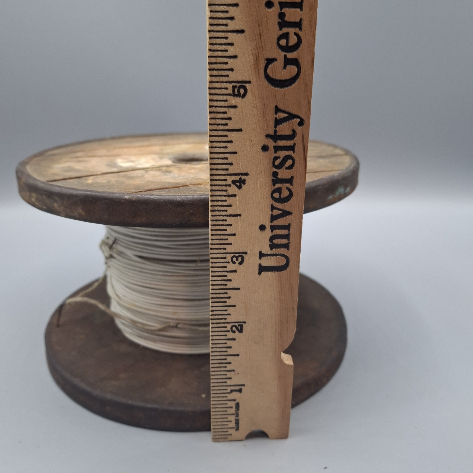 Maring Wire Co White Cloth 16-18 gauge Copper Wire on Wood & Steel Spool, 1920’s