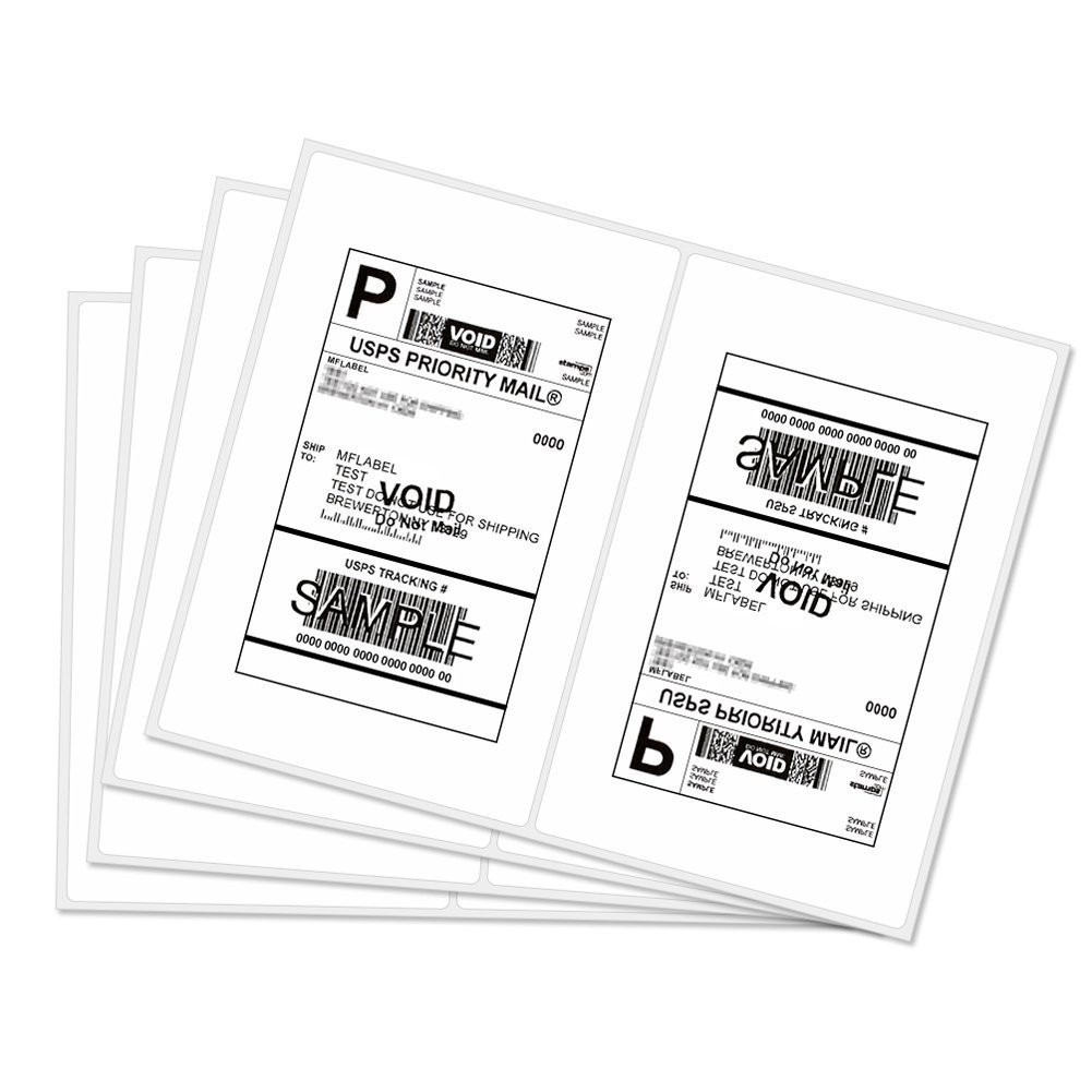 500 Shipping Labels 8.5 x 5.5 Round Corner Self Adhesive 2 Per Sheet
