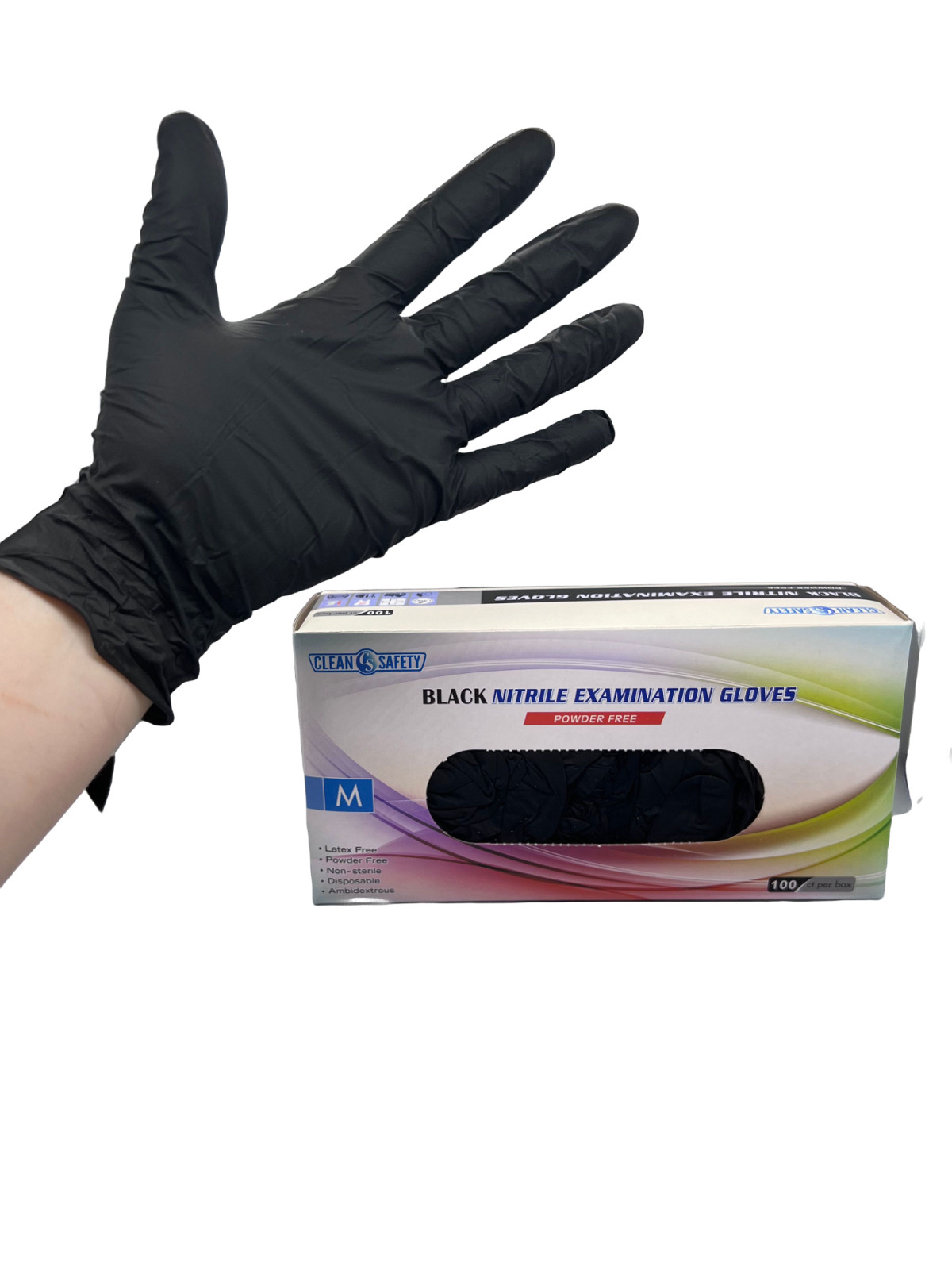 EXPIRED Clean Safety Black Nitrile Examination Gloves, 5.0 mil, CASE OF 10 BOXES