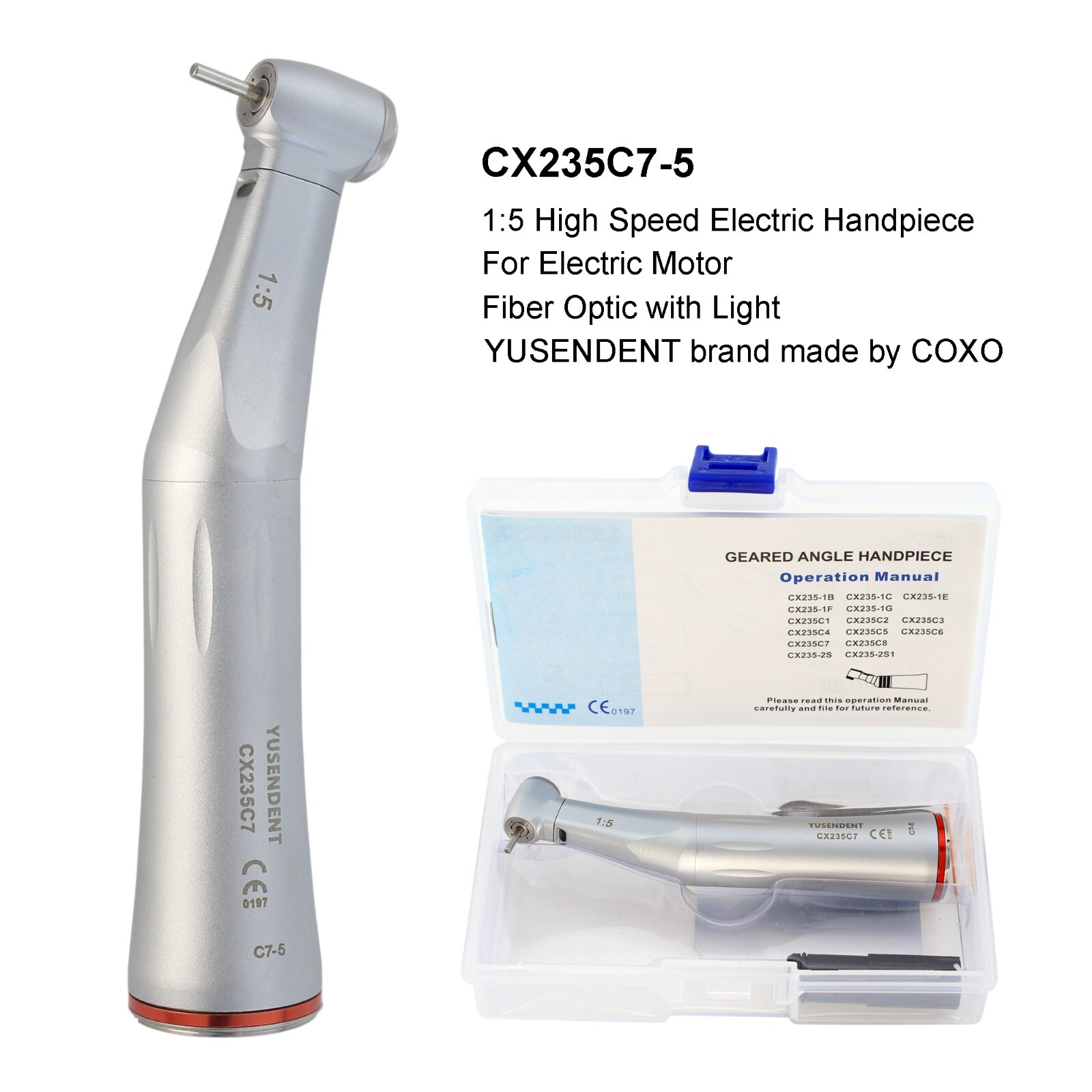 COXO Dental Electric Handpiece Contra Angle 1:1 1:5 45° Surgical Fiber Optic LED