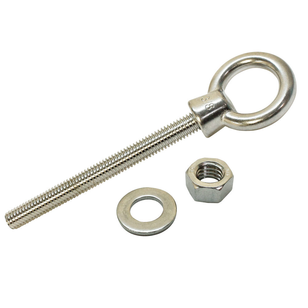 WLL 1,050 Pounds 3/8 Inch x 12 Inch SS316 Marine Turned Eye Bolt Nut Washer