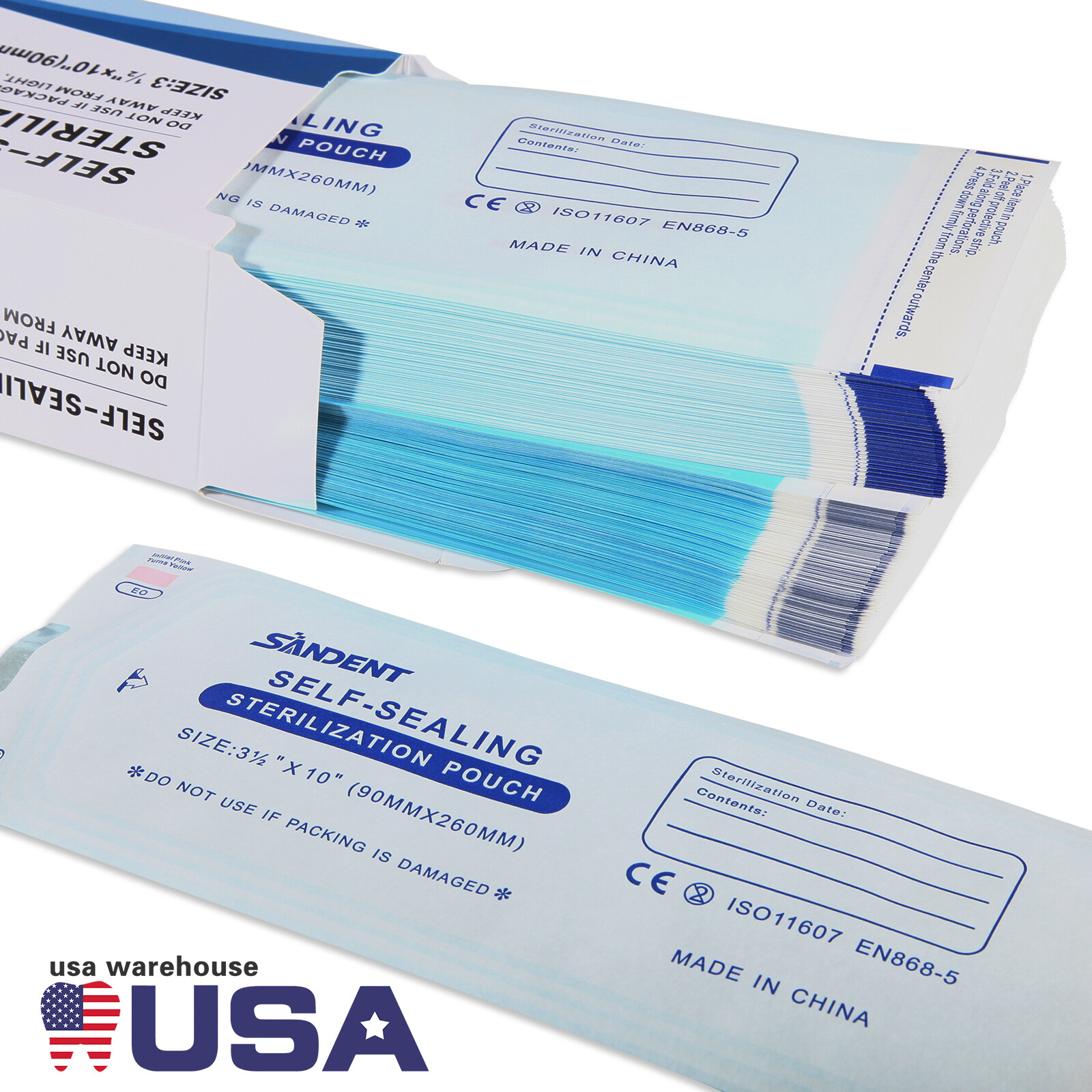 1000 3.5″ x 10″ Dental Sterilization Pouches Sterilizer Autoclave Bags Tool Nail