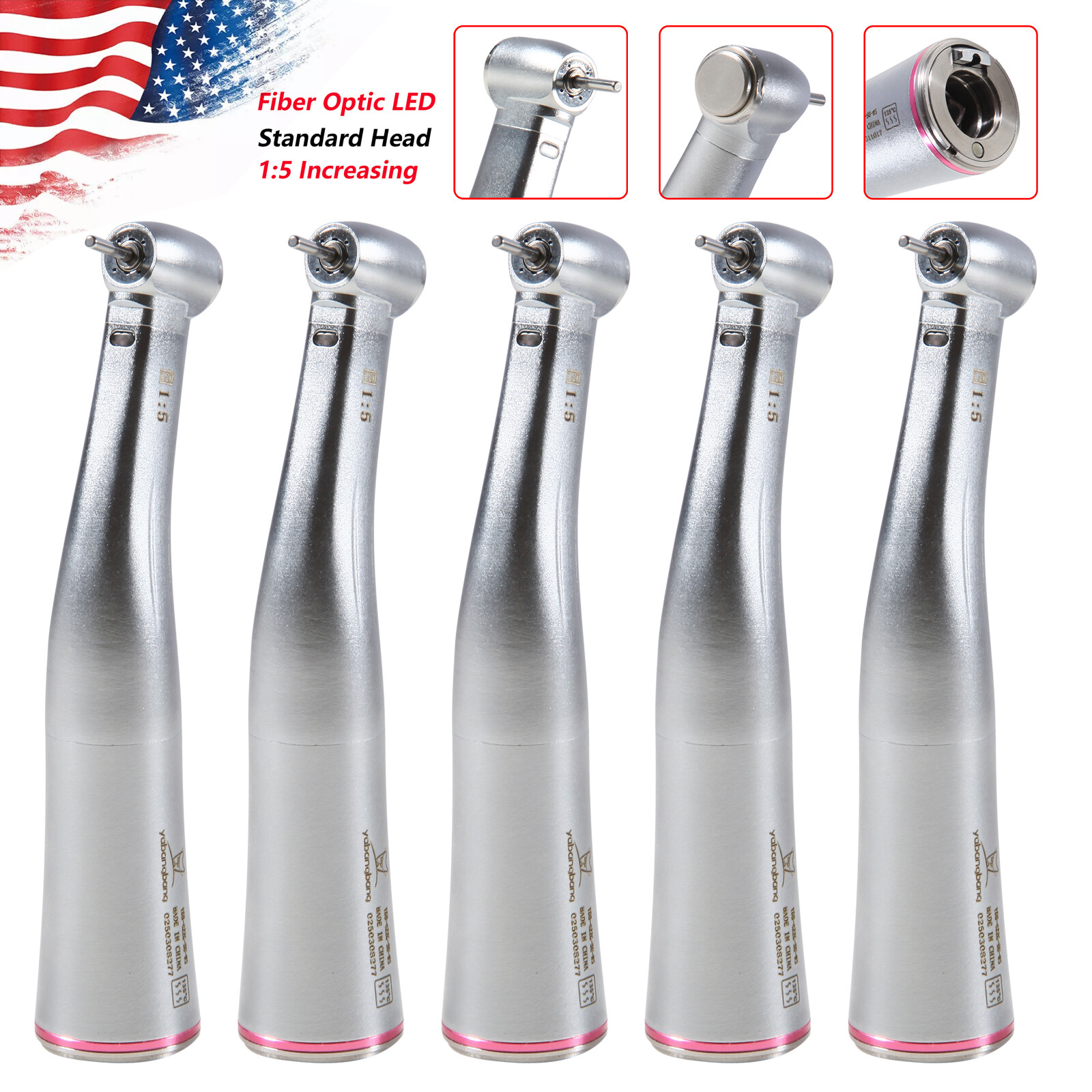 1-5 Pcs Dental 1:5 LED Contra Angle Fiber Optic Handpiece Fit KaV NSK Motor