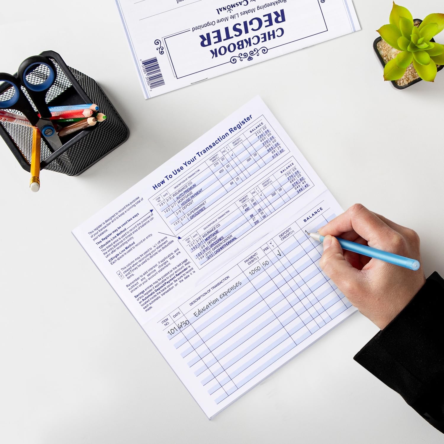 20 Pack Checkbook Register Check Registers for Personal Blank Ledger Transaction