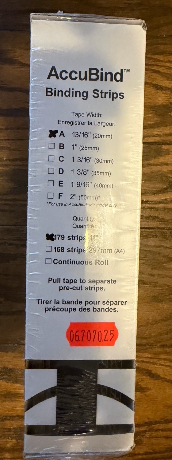 Standard Accubind Binding Strips Various Sizes & Colors