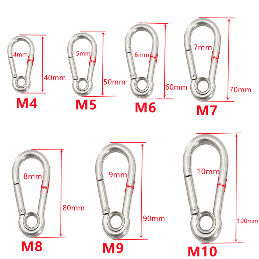 Small & Large CARABINER CLIP – HARDWARE Stainless Steel – WILL NOT RUST OUTDOORS