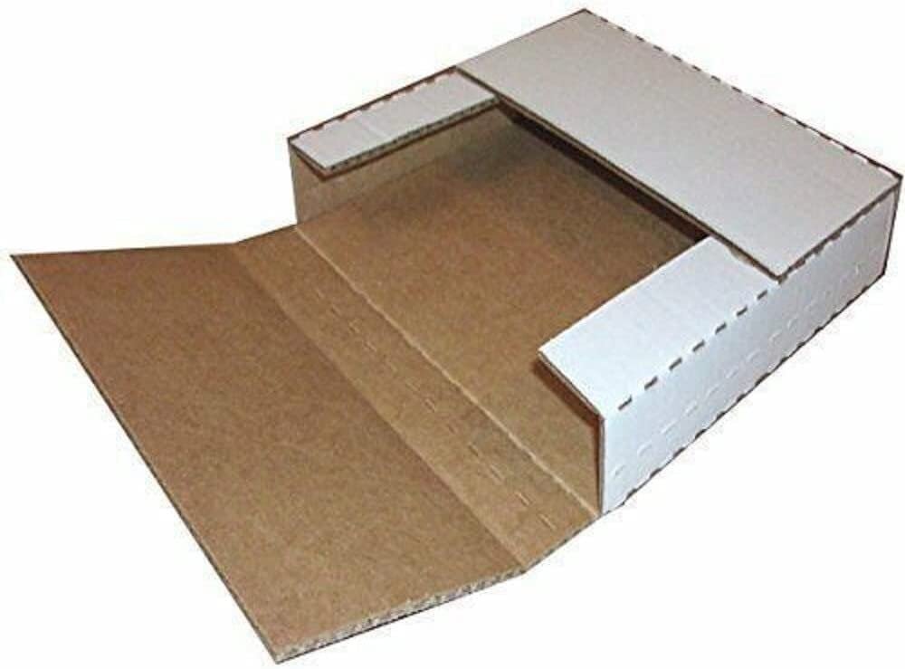 50 – 12 1/8″ x 9 1/8″ x 2″ White Multi Depth Bookfold Mailer Book Box Bookfolds