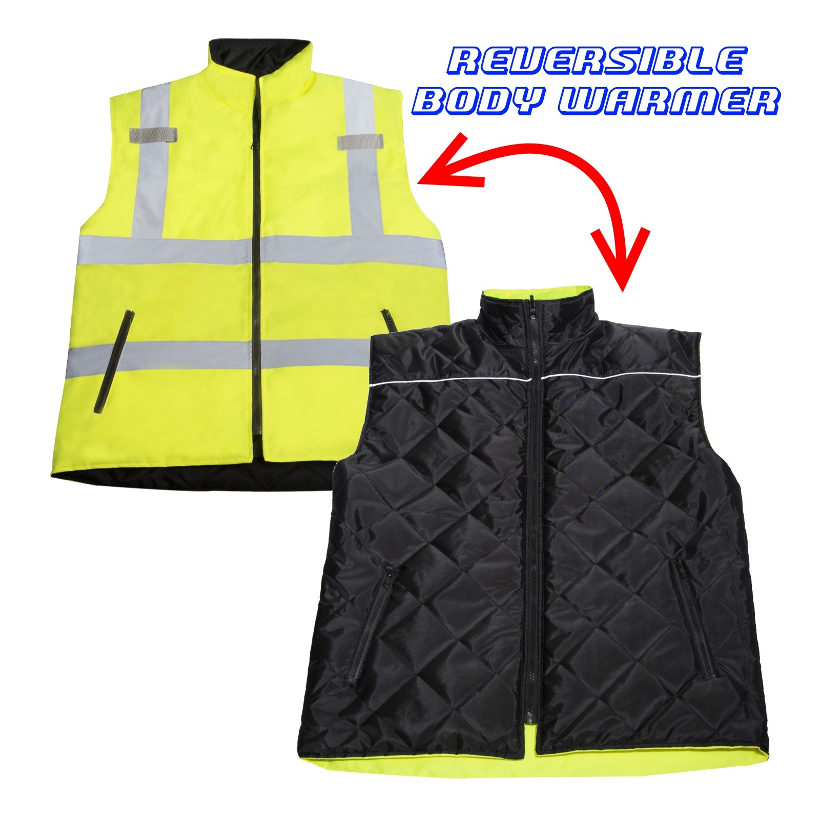 Hi Vis Visibility Reversible Bodywarmer Safety JORESTECH Vest