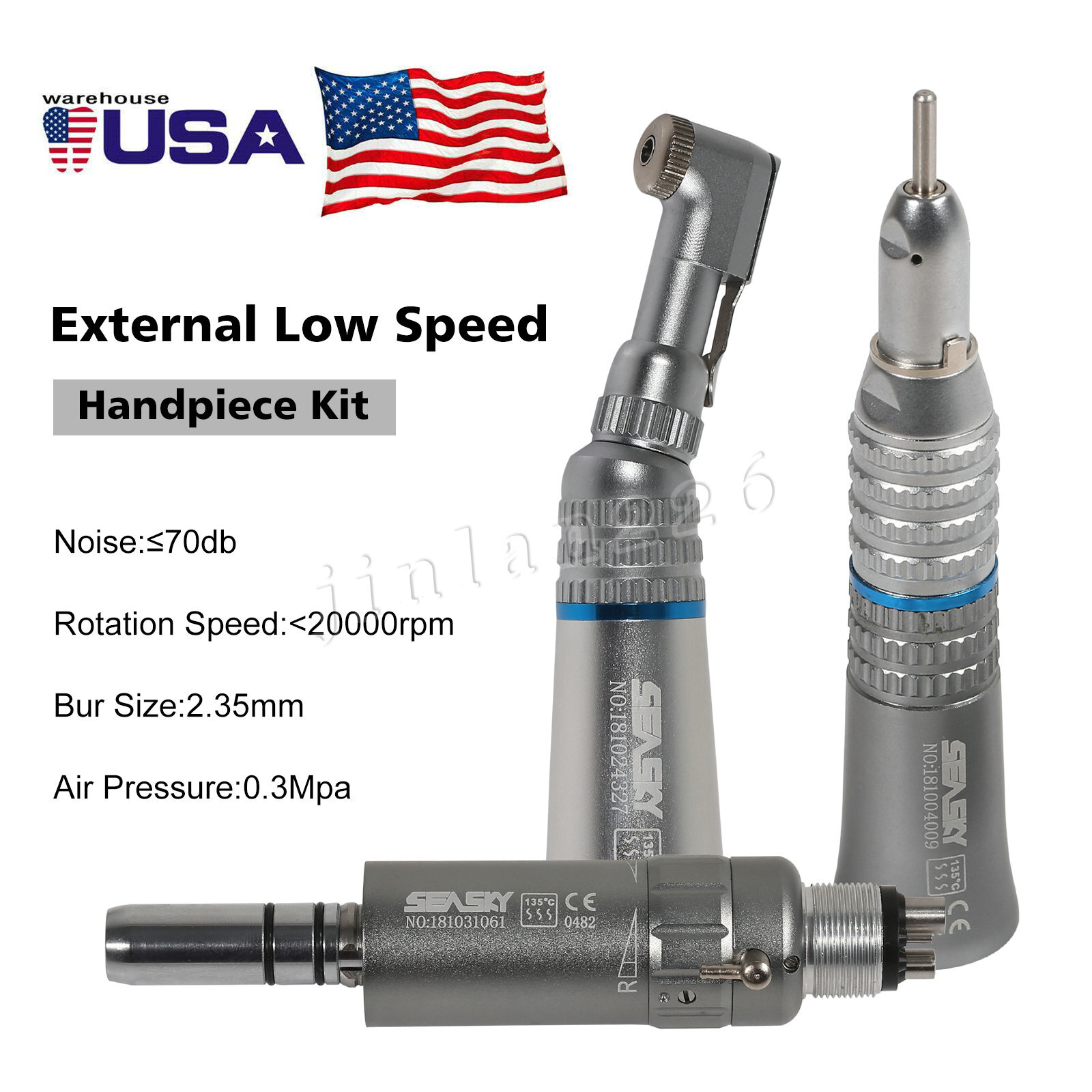 NSK Style Dental Latch/Push Slow Speed Handpiece Contra Angle Air Motor 2/4Holes