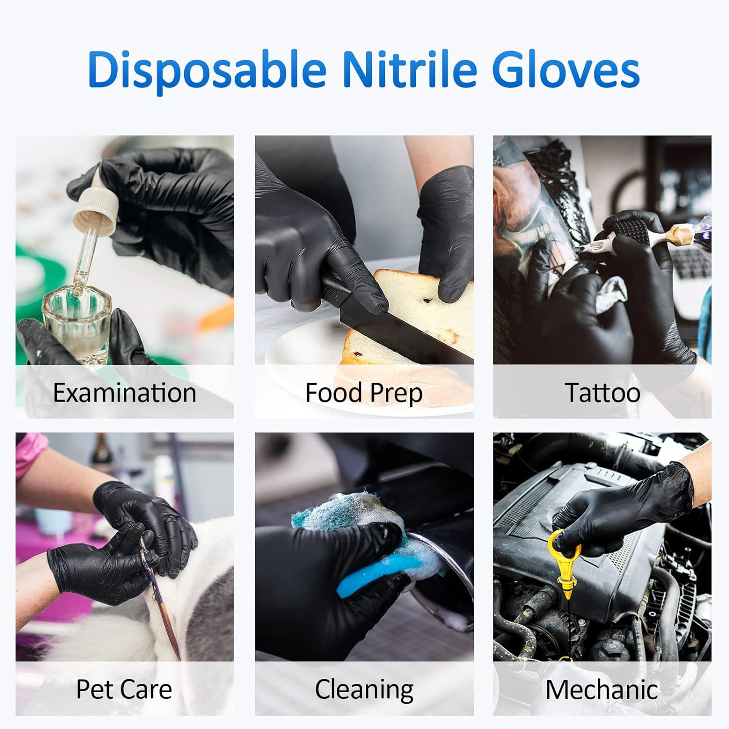 Nitrile Exam Gloves, Black, Medium, 100-Ct Box, 4-Mil, Latex-Free, Powder-Free,