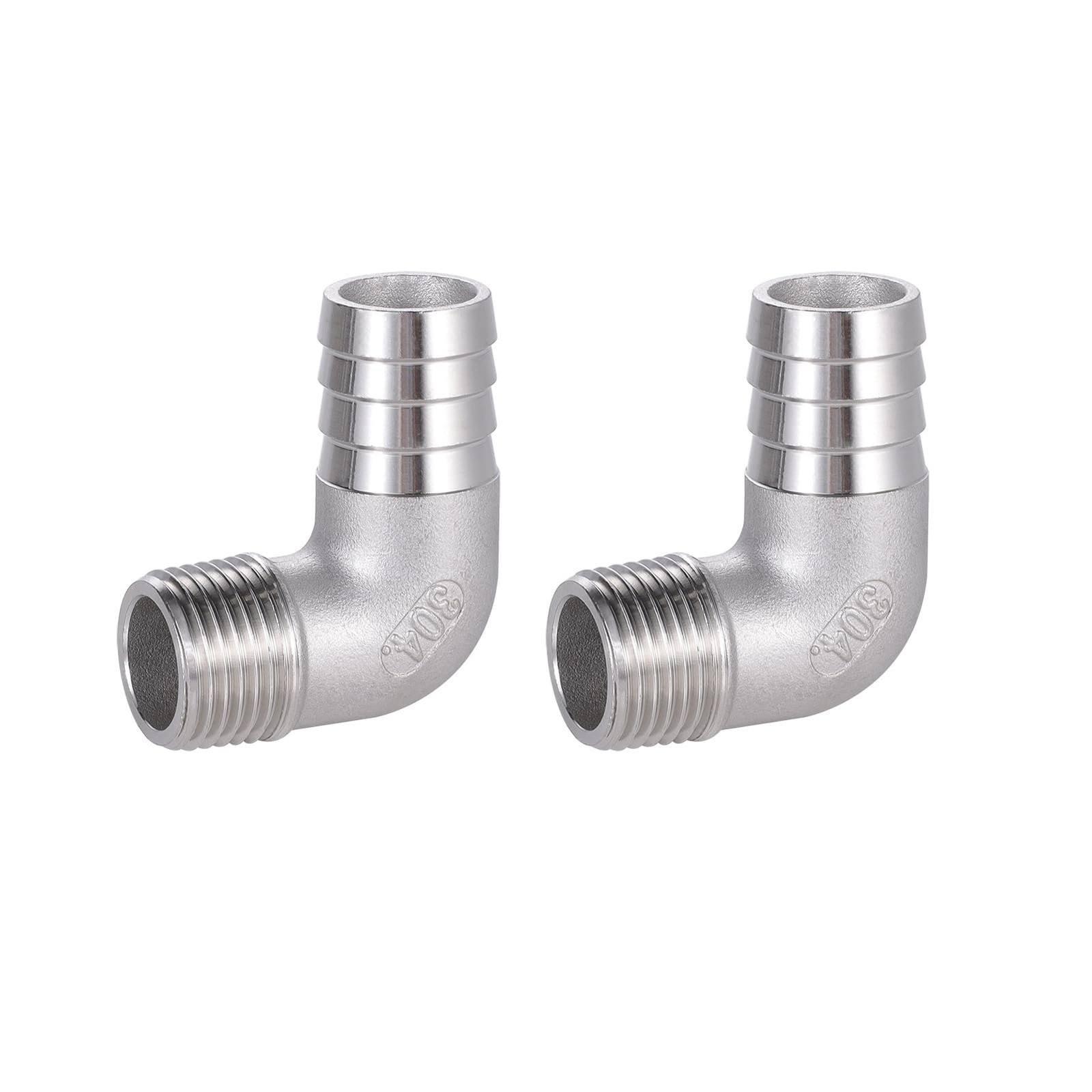 304 Stainless Steel Hose Barb Fitting 5/8 Hose Barb To 1/2 Npt Male 90 Degree
