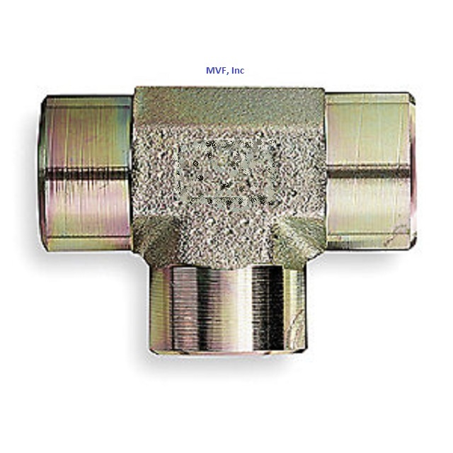 Hydraulic Tee, 3/8″ Female NPT, Plated Steel, Pipe Adapter, Fitting New 5605-06