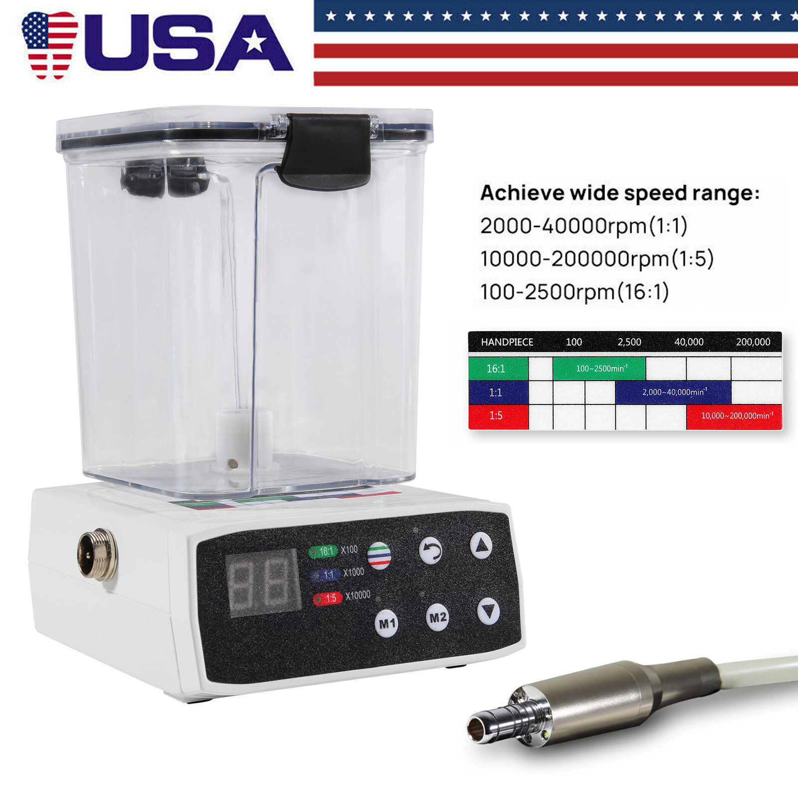 Dental Brushless LED Electric Motor 1:1/1:5/16:1 Handpiece For Lab Practice ty