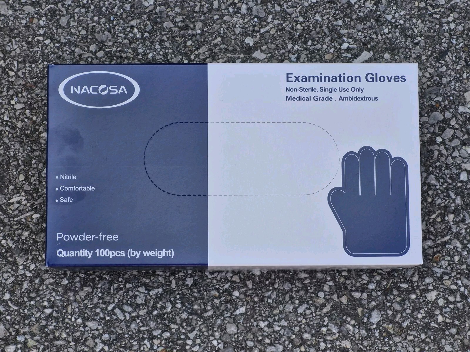 NACOSA Nitrile Exam Gloves Case of 10 Boxes, 1000-Piece, Large Size