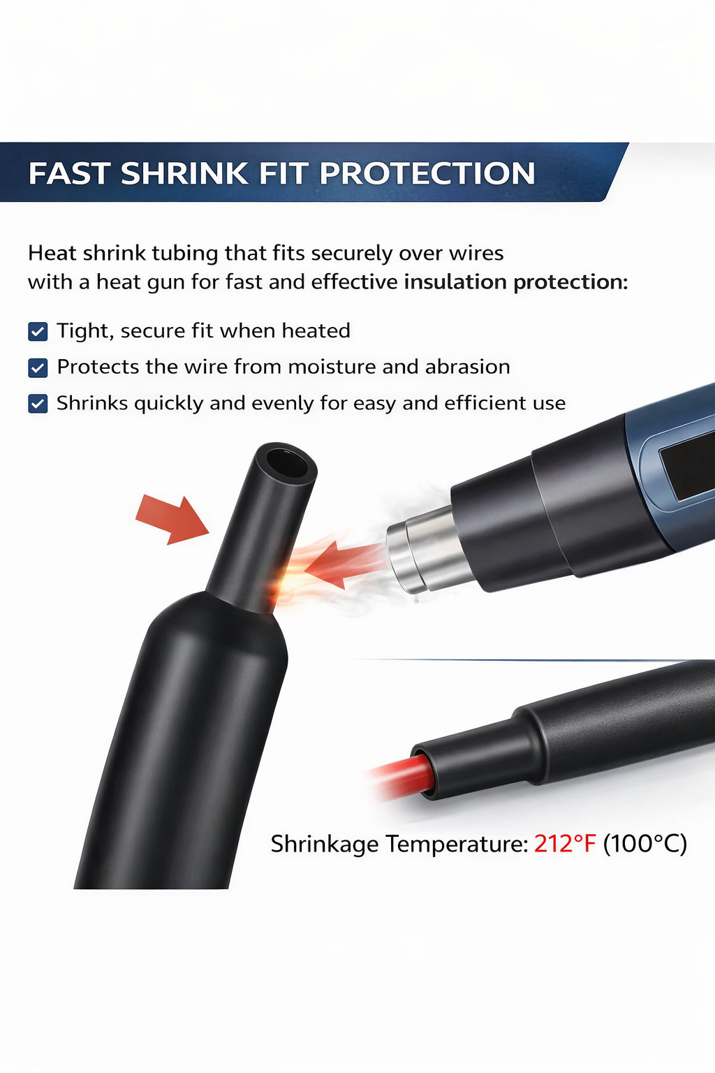 1/8″ ID Heat Shrink Tubing 100FT 2:1 Black Red White Clear UL RoHS