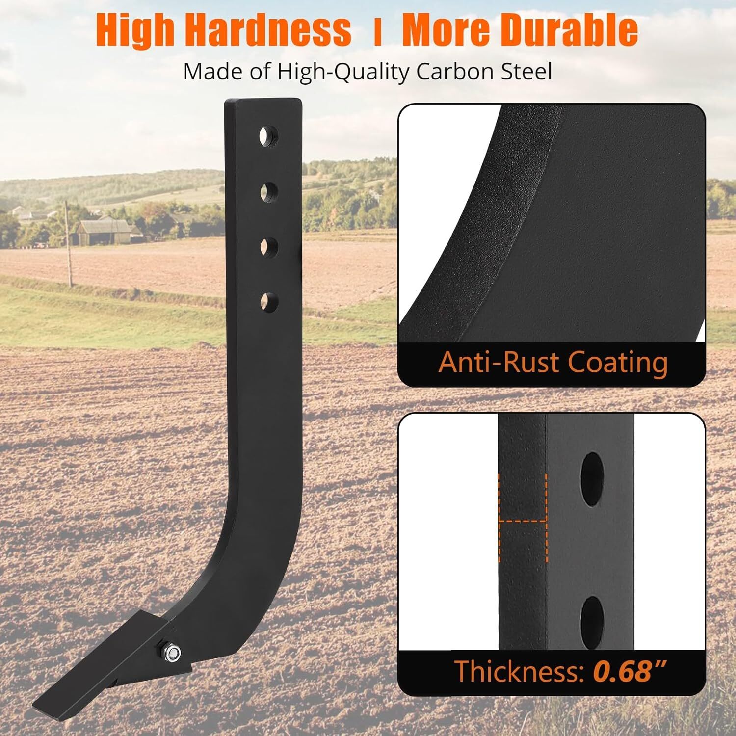 1PCS 18” Box Blade Shank Steel Scarifier Shanks Teeth 4 Holes Box Scraper Shank
