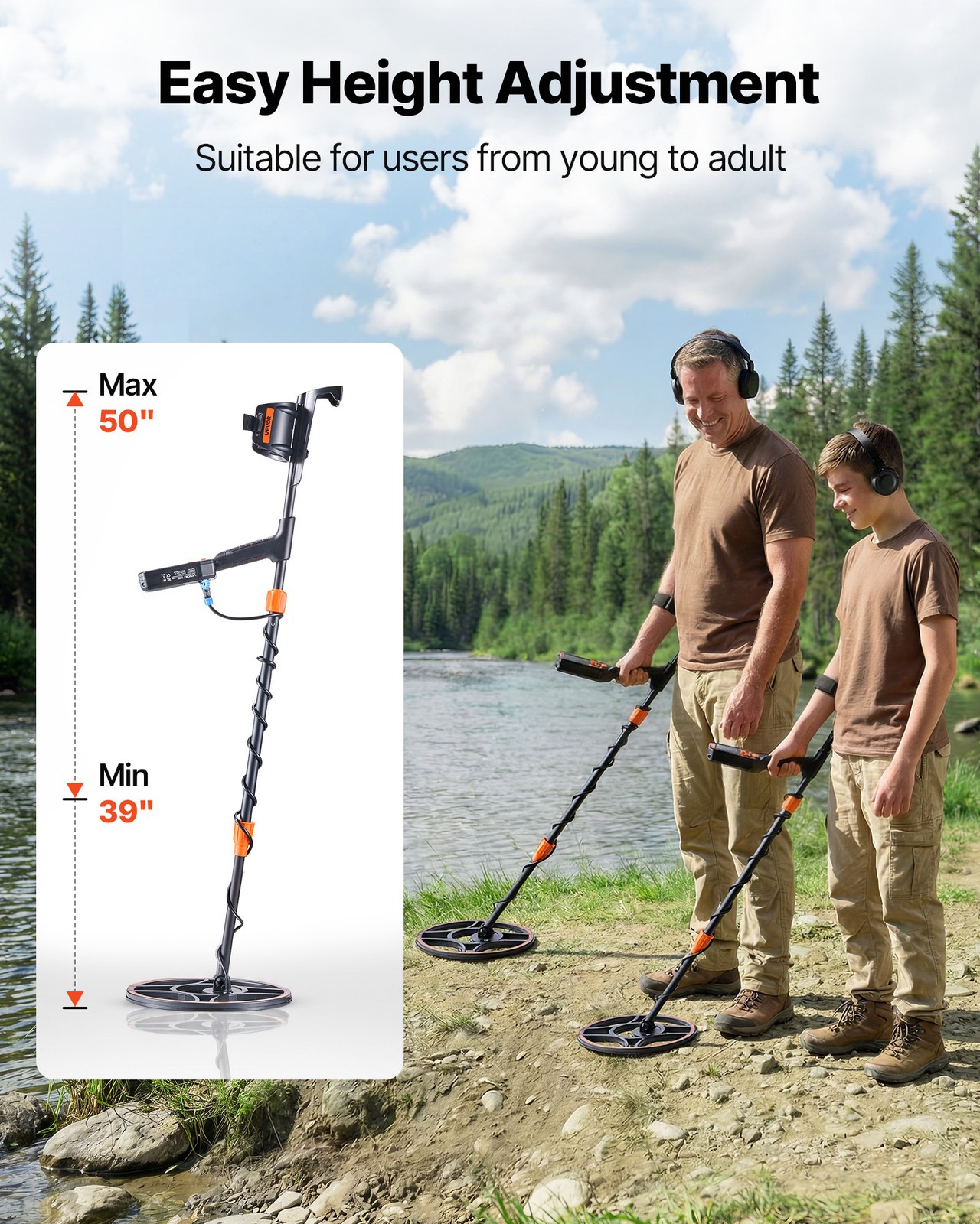 VEVOR Waterproof Metal Detector 12″ Professional Gold Detector for Adults IP68
