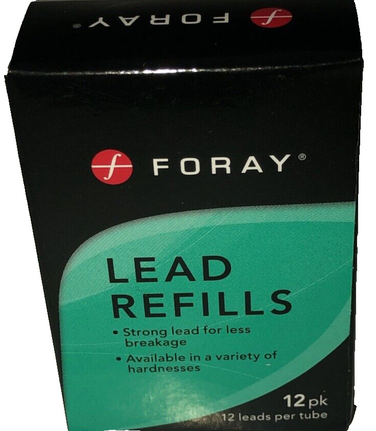 NEW FORAY Lead Refills,0.5 mm,HB Hardness. Pack Of 12 SHIPS N 24 HOURS