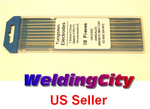 WeldingCity® 10-pk TIG Welding Tungsten Electrode 2% Lanthanated Blue 1/16×7″ US