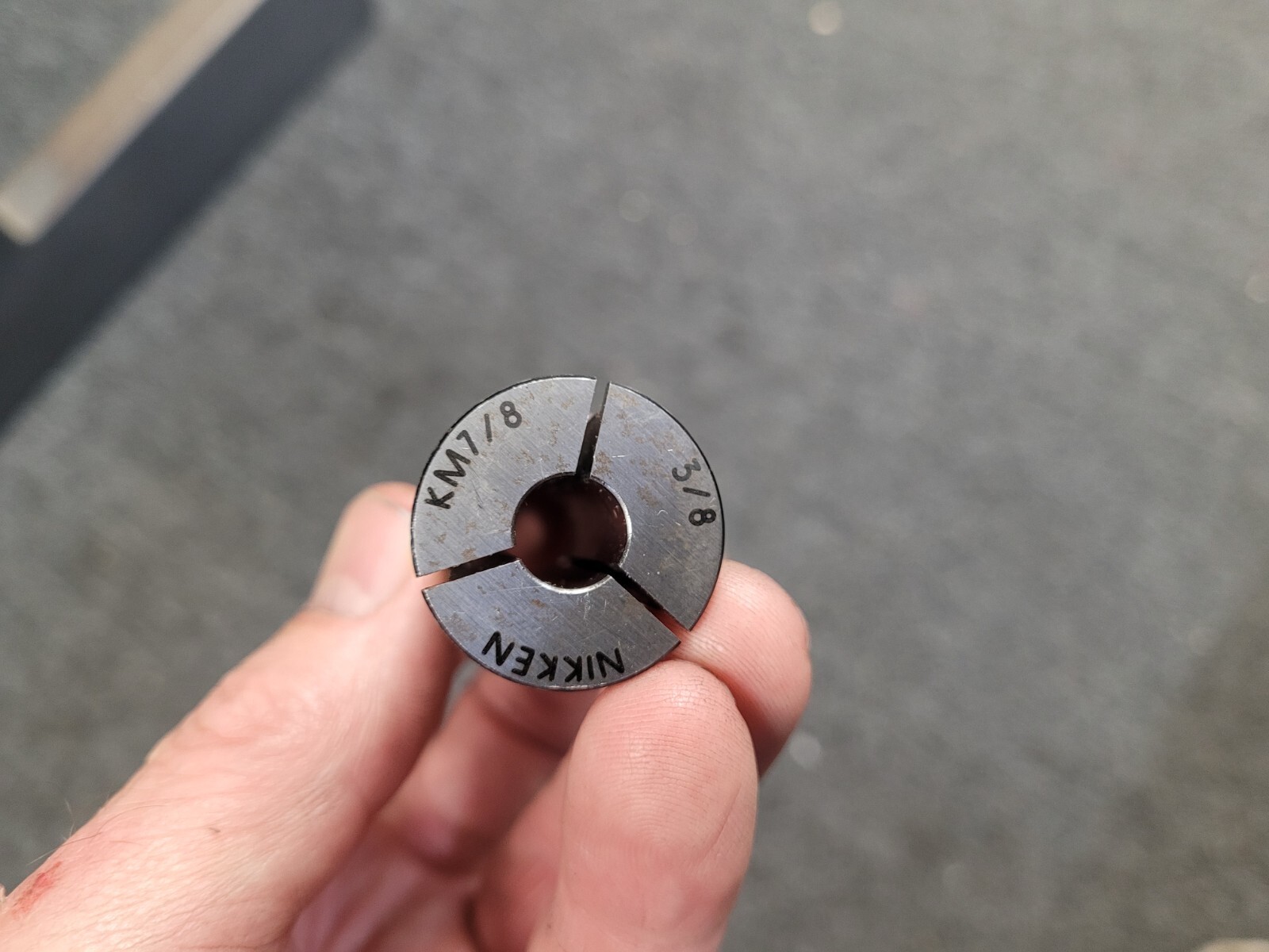 NIKKEN STRAIGHT COLLET REDUCER SLEEVE, KM 7/8, VARIOUS SIZES.