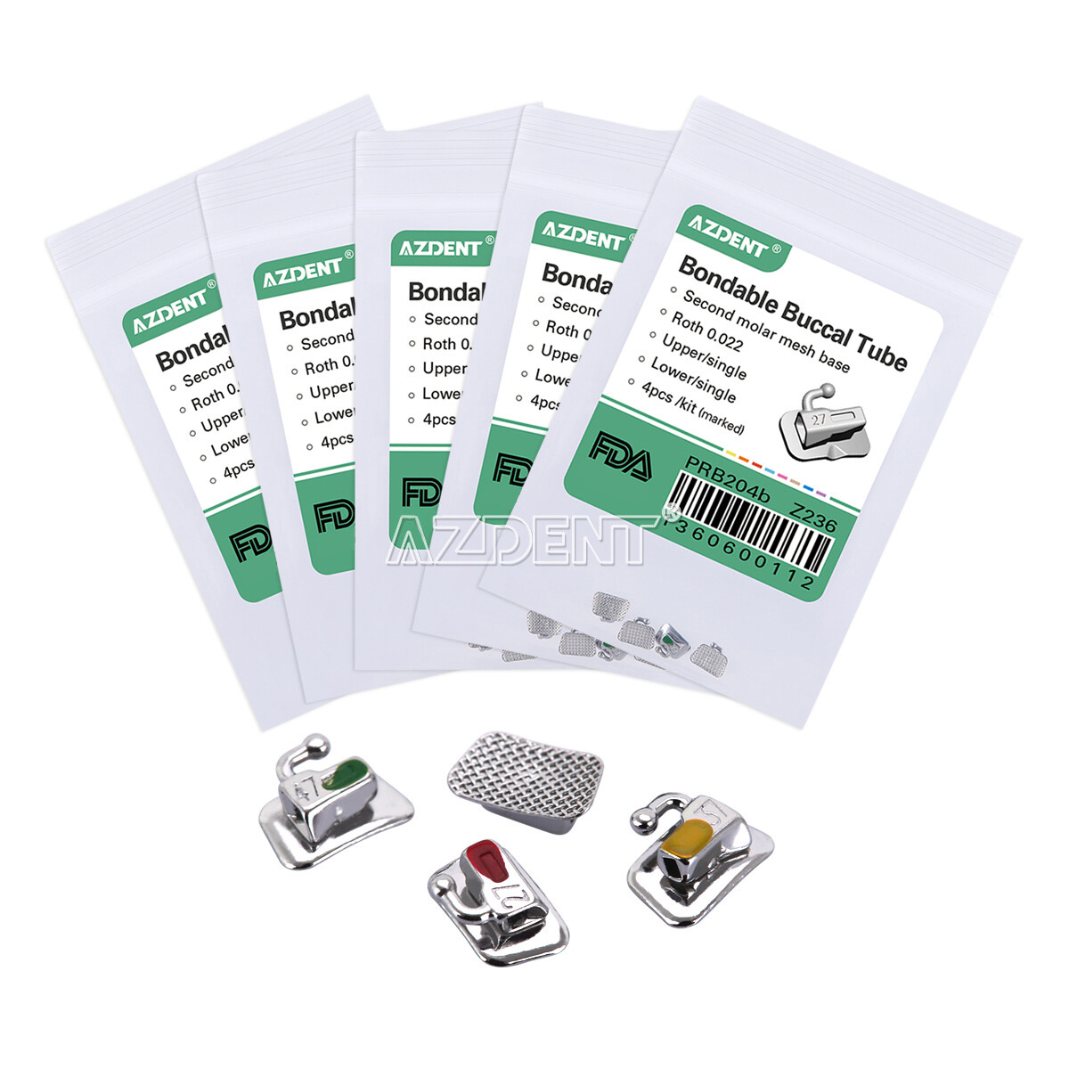 10X AZDENT Dental Ortho 1st/2nd Molar Buccal Tube Bondable Roth/MBT 022 018 Tube
