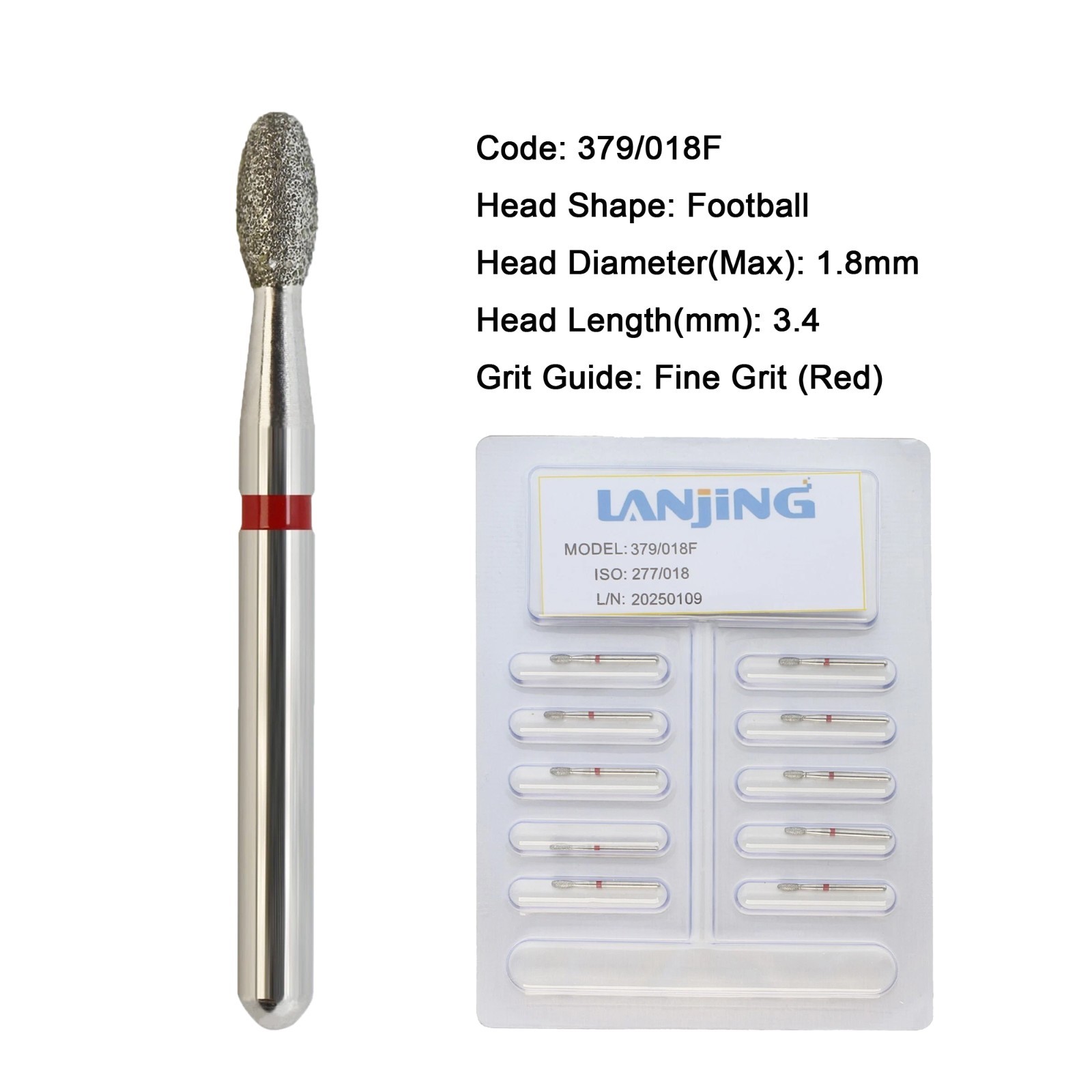 Dental Burs Diamond FG Round End Taper Football Surgical Long High Speed 856 850