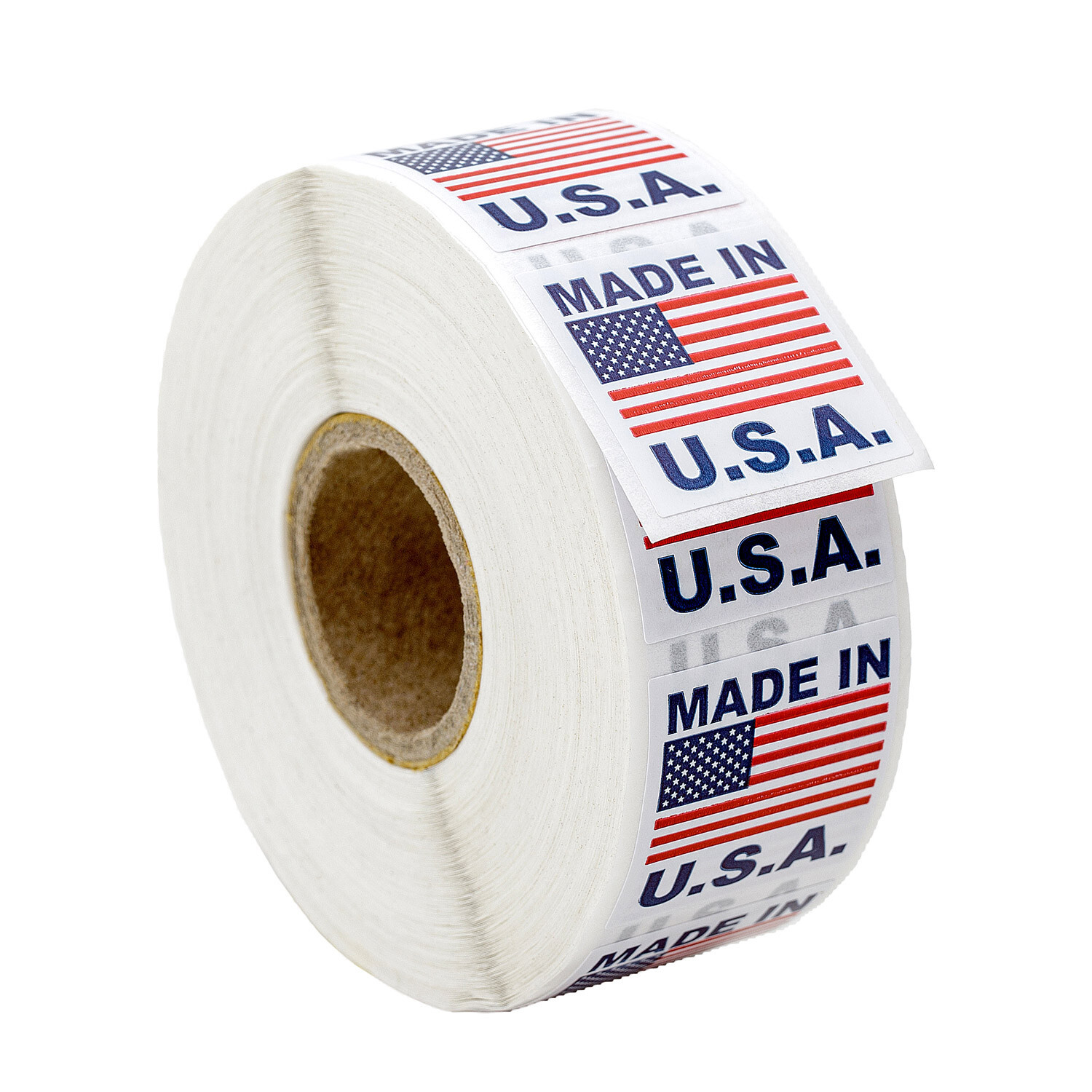 MADE IN USA Flag Pre-Printed Labels / Stickers ( 1″ x 1″) – (1) Roll of 1000