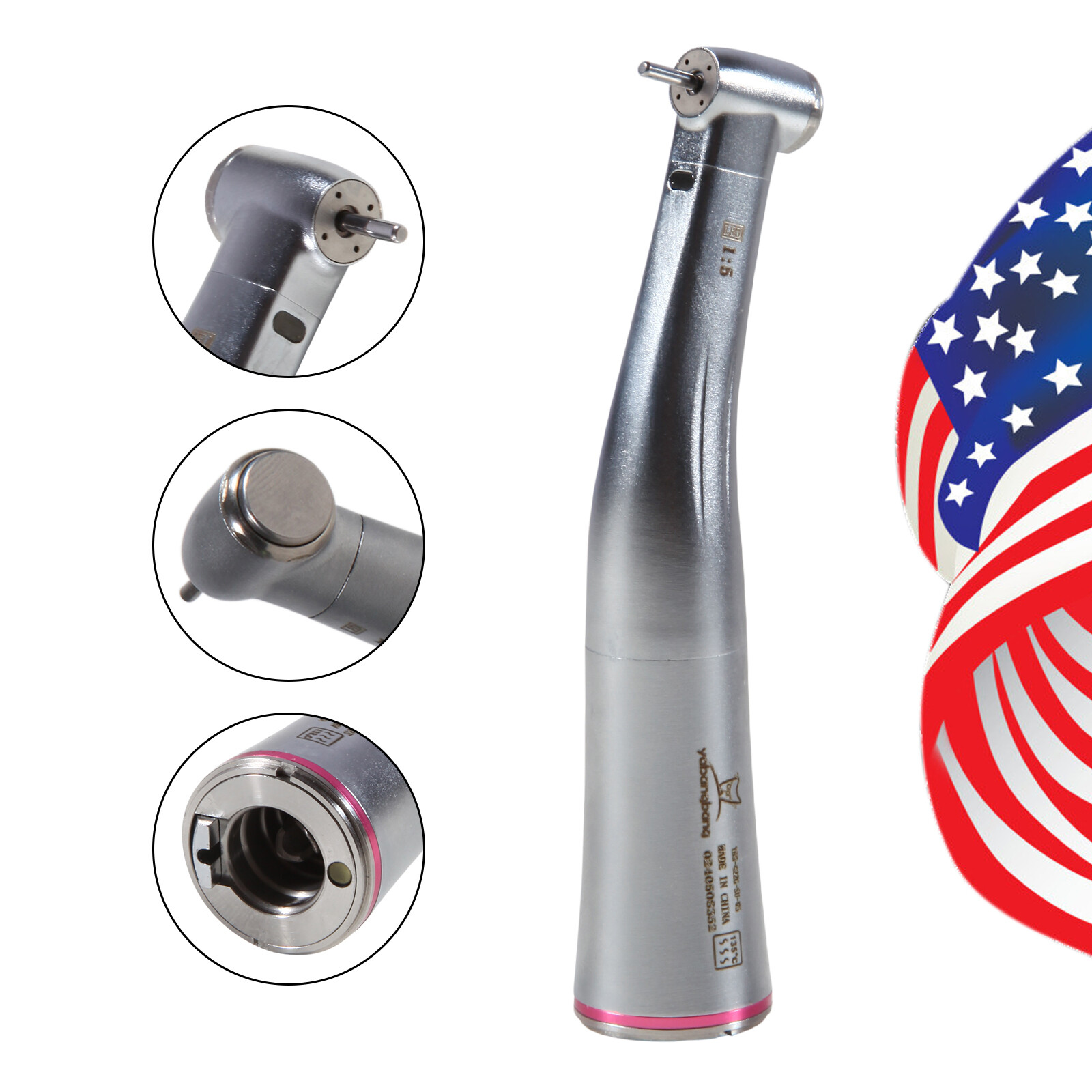 Dental 1:5 Increasing Contra Angle LED Optic Handpiece Fit NSK Electric Motor SA