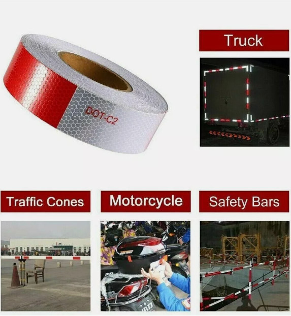 DOT-C2 Conspicuity Tape Car Truck Warning Reflective Reflector Stickers 2”x50’