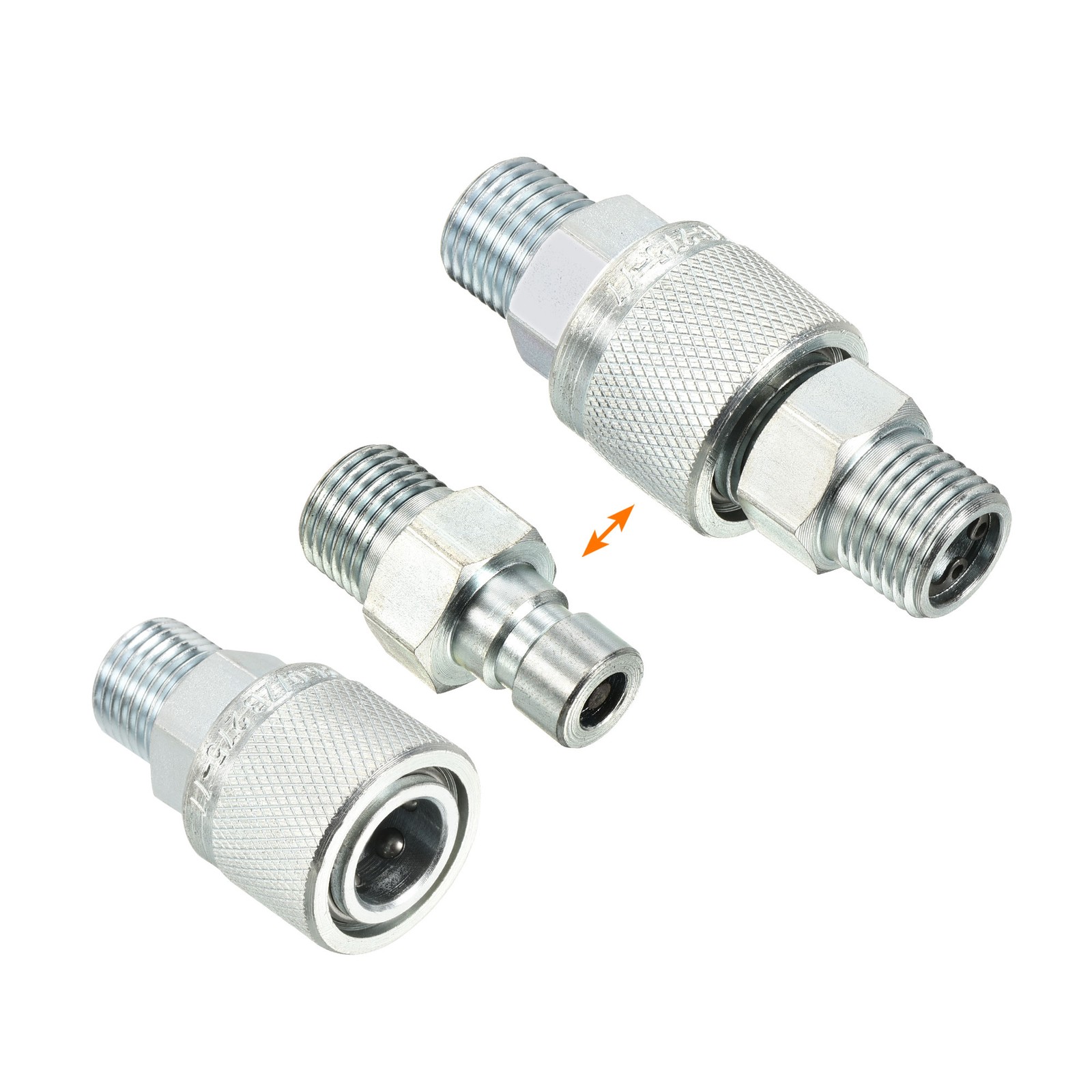Hydraulic Quick Connect Coupler 1 Set Carbon Steel M16x1.5mm Male Thread Silver