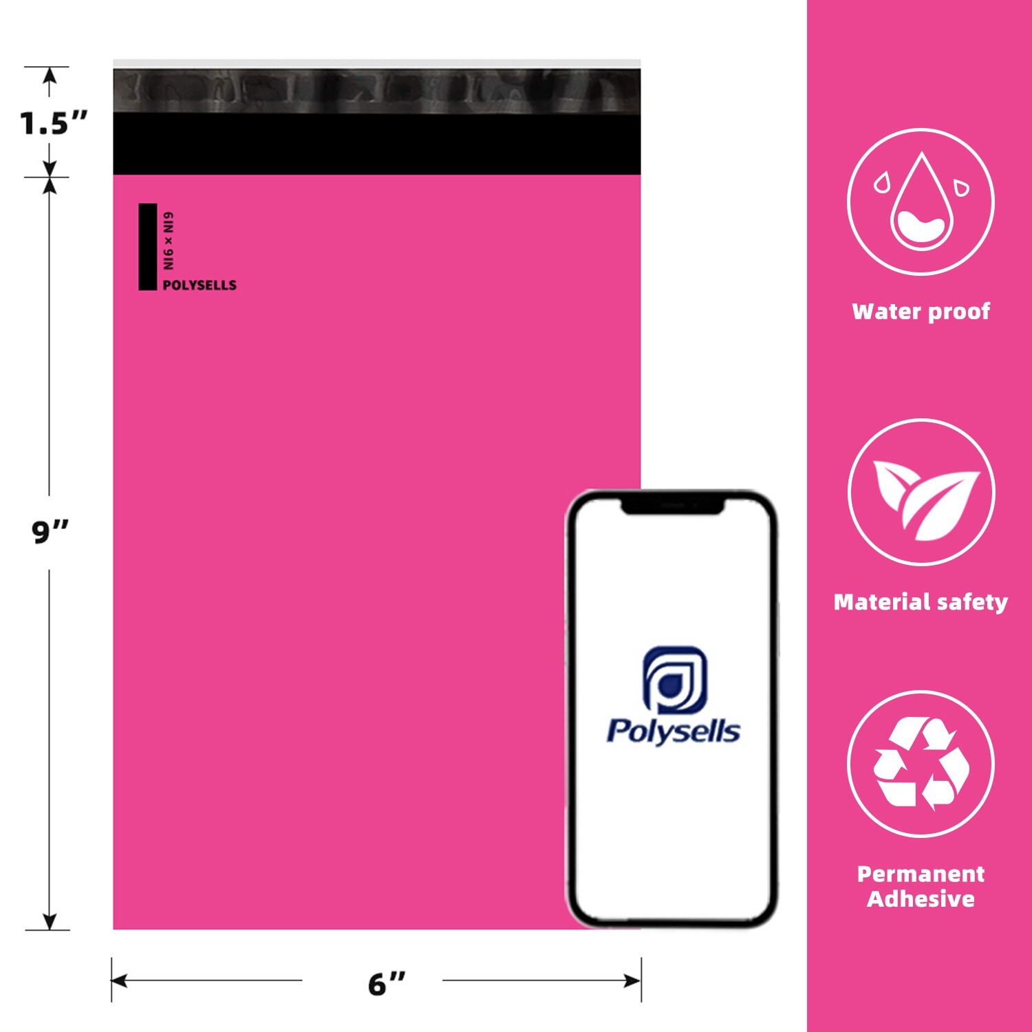 1000 6×9 Poly Mailer Envelopes Self Sealing Shipping Mailers Bags Pink POLYSELLS
