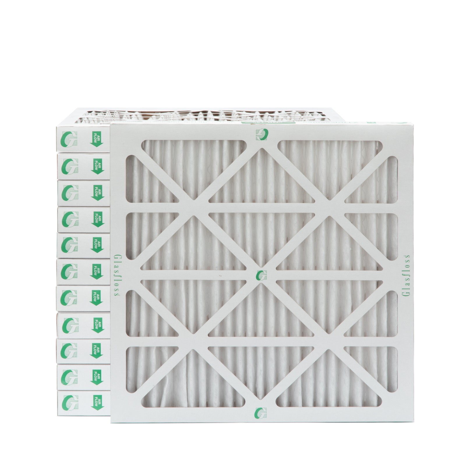 24x24x2 MERV 13 Pleated AC Furnace Air Filters by Glasfloss. Case of 12