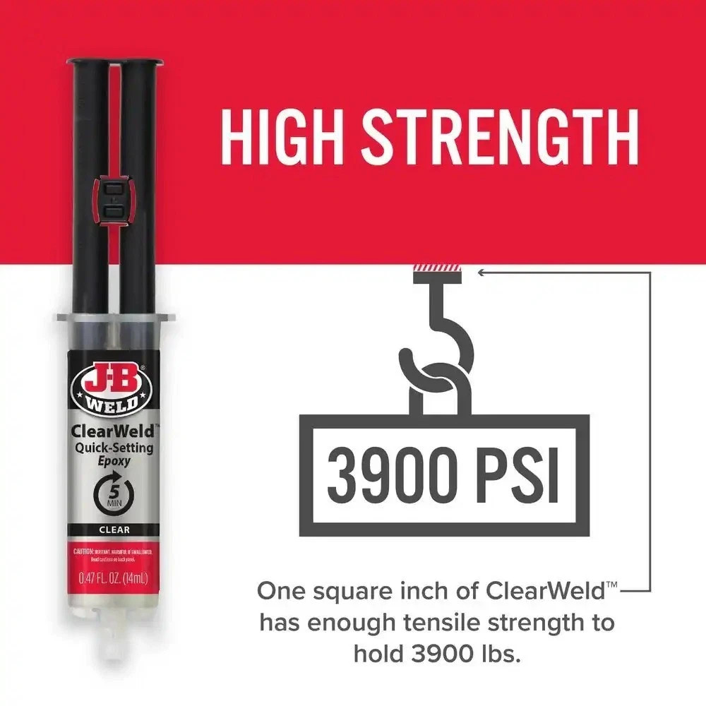 J-B Weld 50114H ClearWeld 0.47 oz. QUICK SET Epoxy Syringe High Strength 5 min