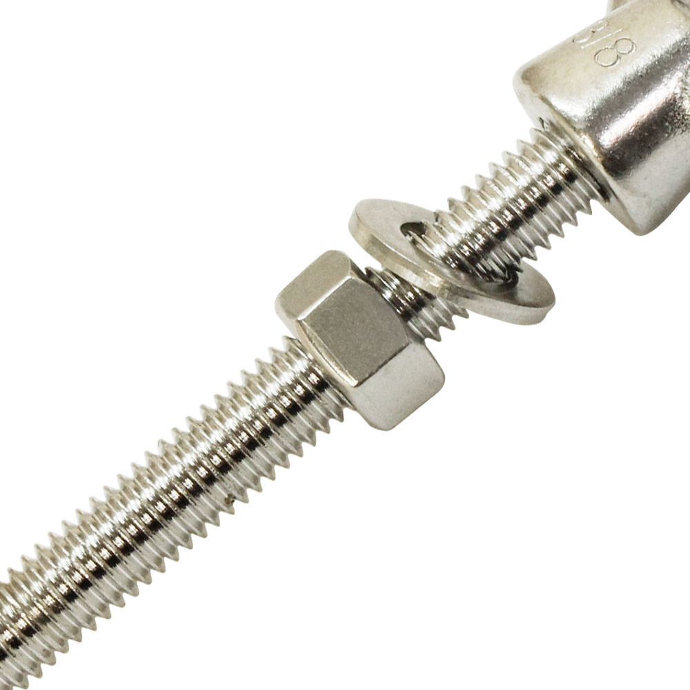 WLL 1,050 Pounds 3/8 Inch x 12 Inch SS316 Marine Turned Eye Bolt Nut Washer